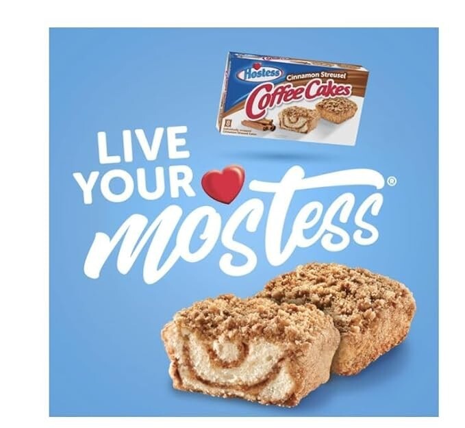 HOSTESS Cinnamon Streusel Coffee Cakes, Individually Wrapped, 8 Count 11.6Oz Box
