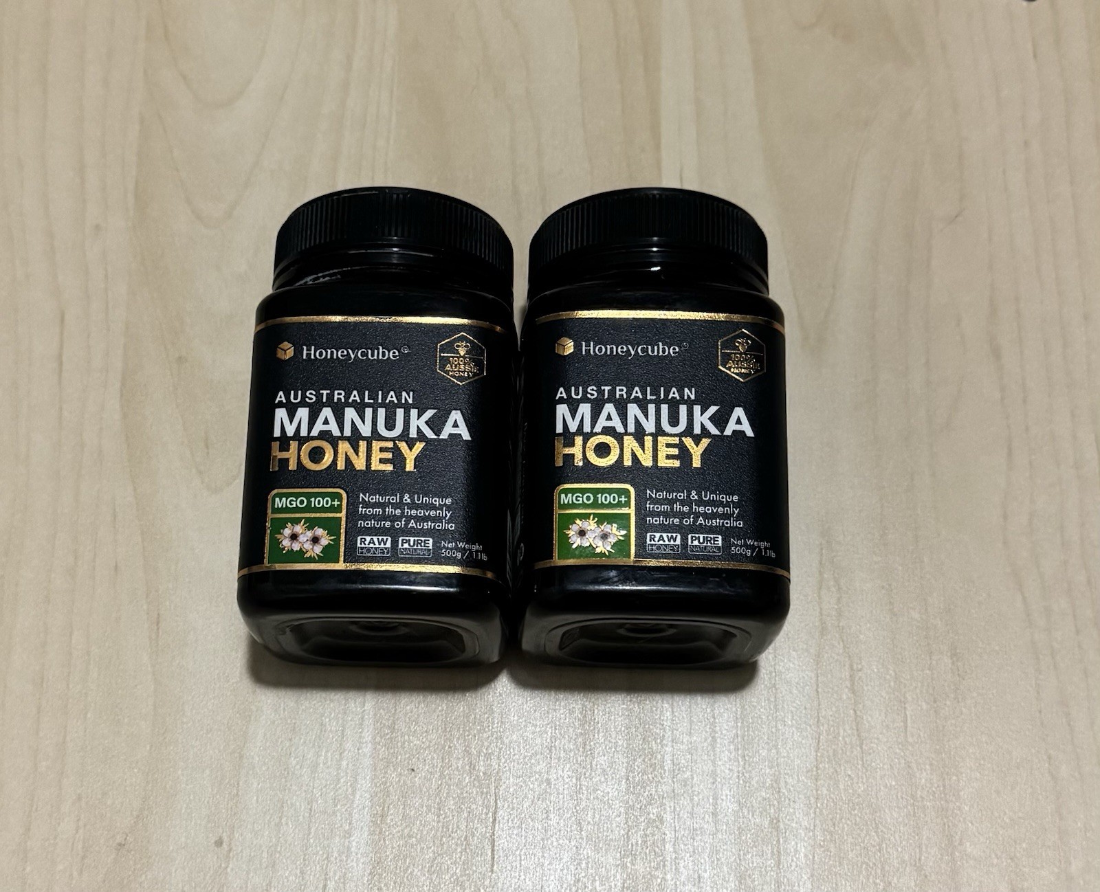 New 2-Pack HoneyCube Australian Manuka Honey Raw 1.1lb 100+ MGO, Exp:01/2029+