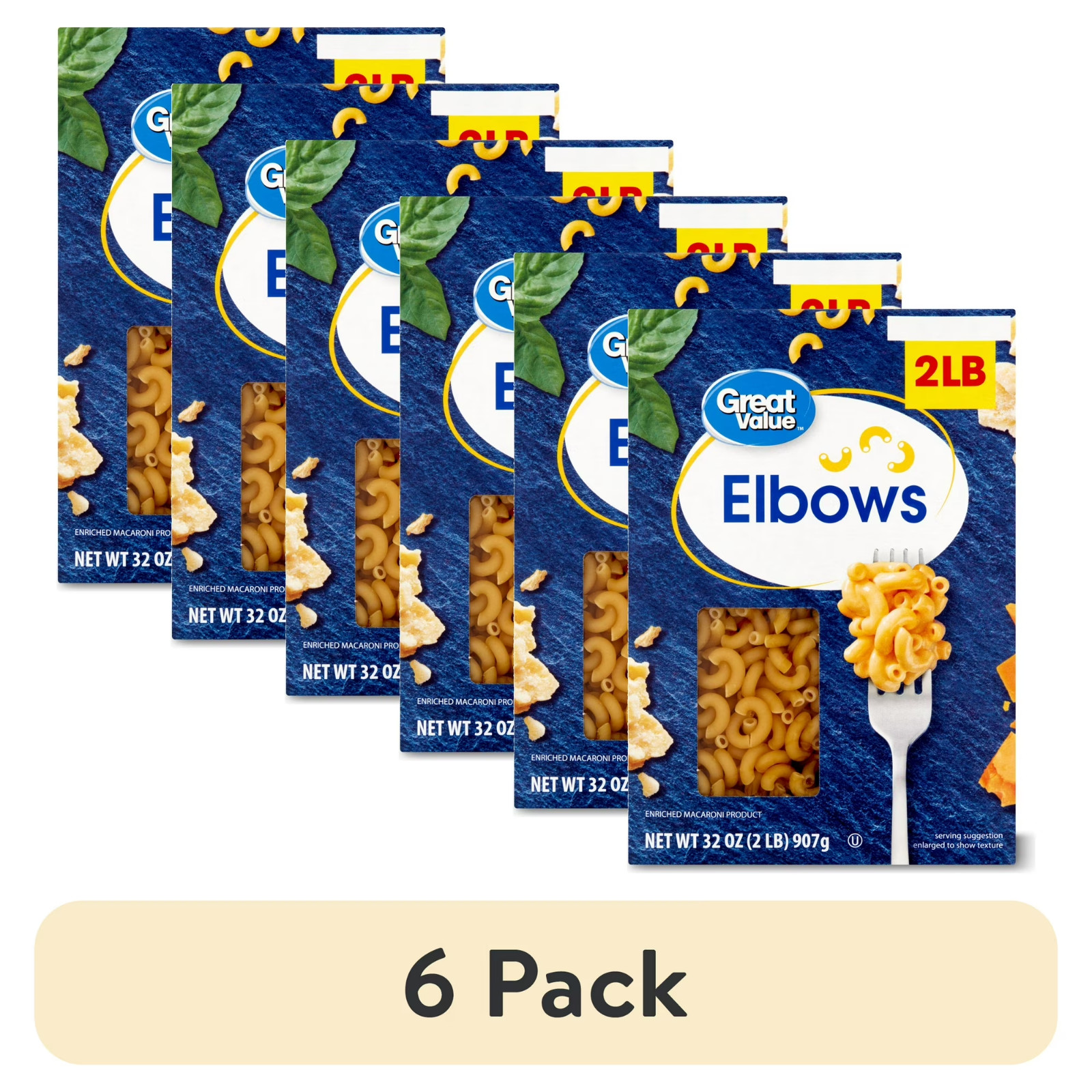 6 pack,Great Value Elbows Pasta, 32 oz…