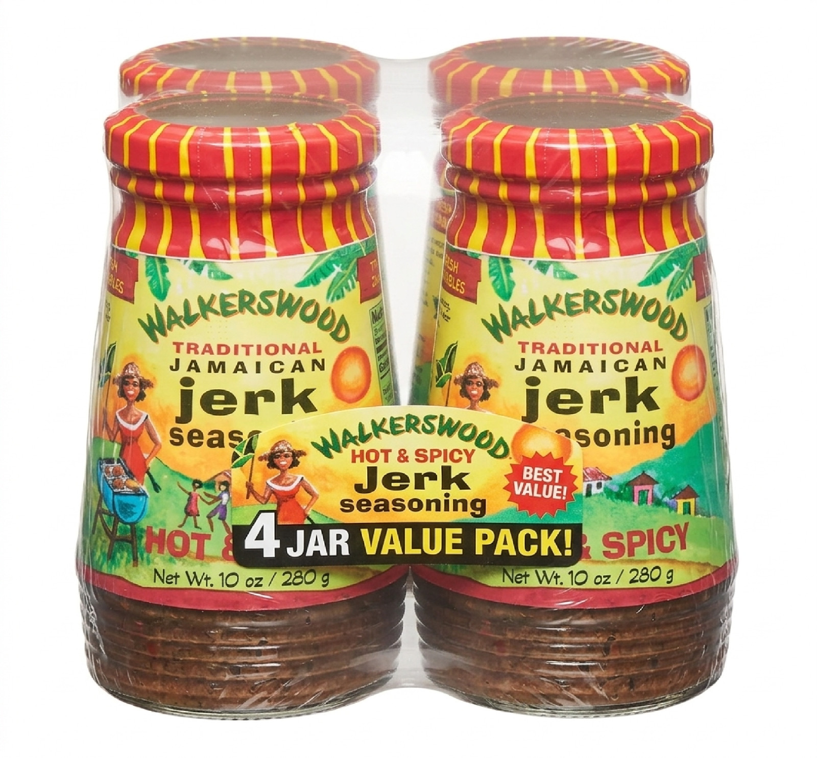 (4Pack)Traditional Jamaican Jerk Seasoning Hot & Spicy 10 oz