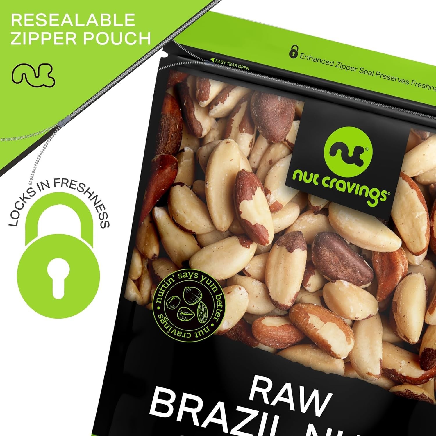 Raw Brazil Nuts, Unsalted, No Shell, Whole, 24oz – 1.5 LB Packed Fresh in Res…