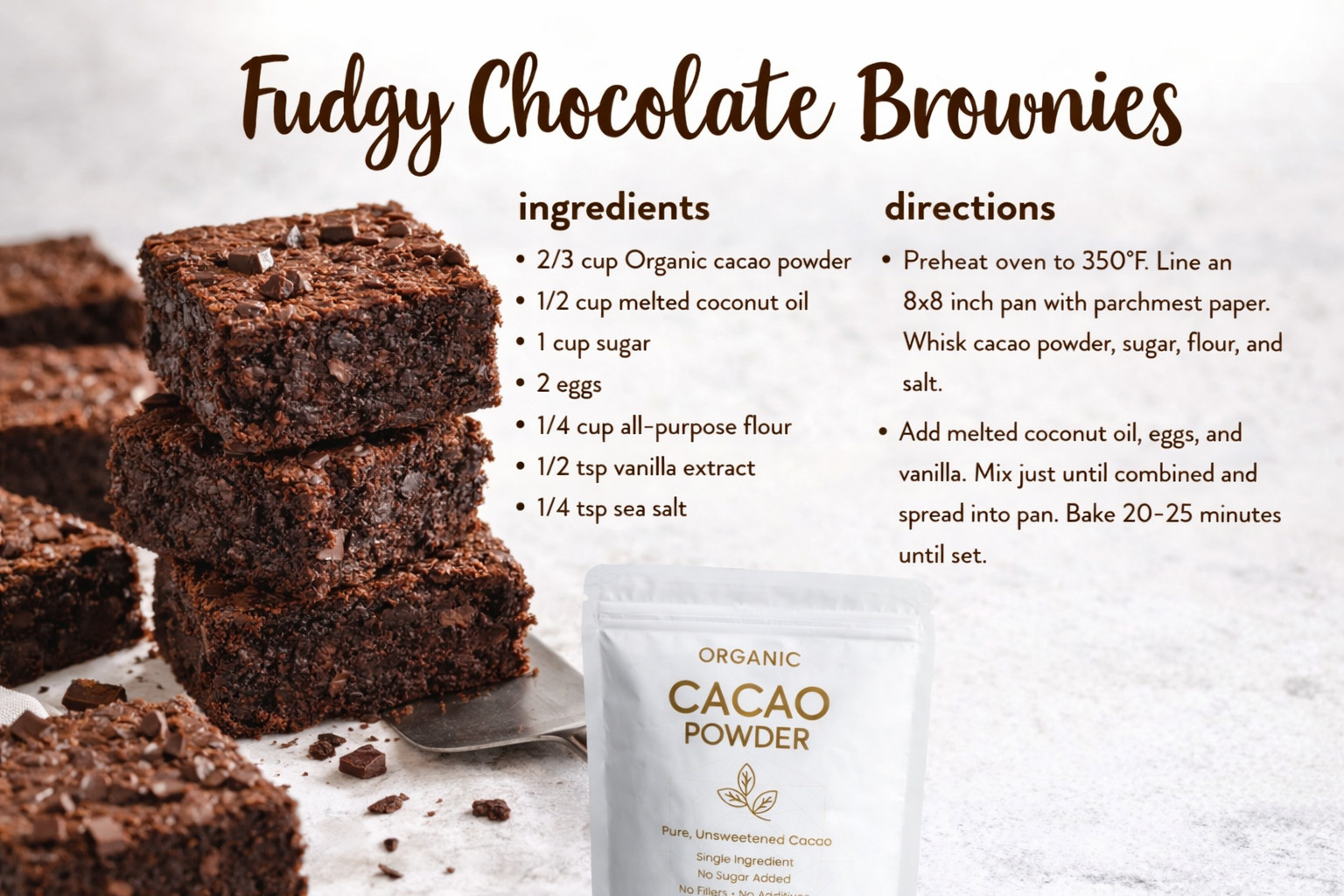 Organic Cacao Powder Unsweetened, Pure Cacao, Single Ingredient, No Sugar Added