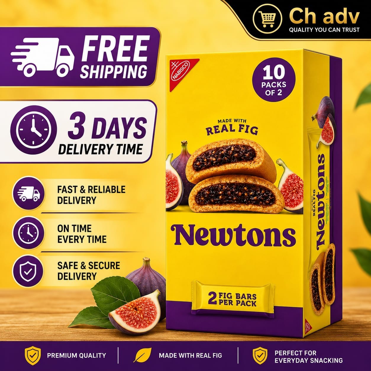 Newtons Soft & Fruit Chewy Fig Cookies, (Fig Bars), 10 Snack Packs (2 Cookies Pe