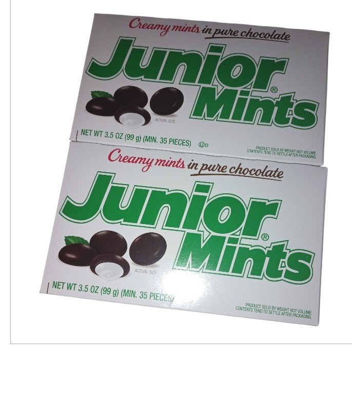 Junior Mints Creamy Mint Chocolate Candy 3.5 oz Theater Box Movie Candy 2 Pks