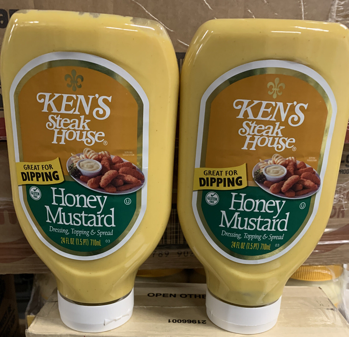 2~ 24 Oz Bottles Kens Steakhouse Honey Mustard Salad Dressing/Dipping Sauce