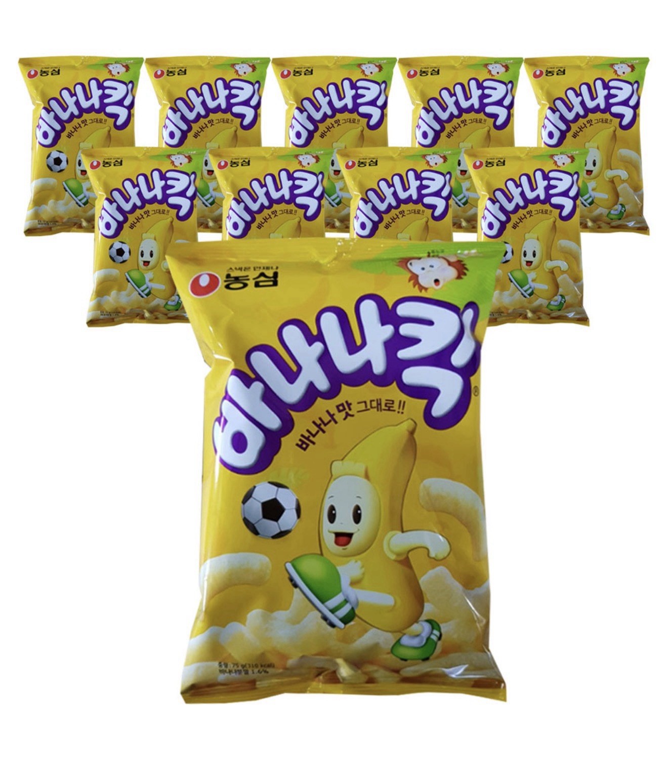 [10-Pack] Nongshim Banana Kick Sweet Snack Chips 75g Korean Famous Puffs K-Food