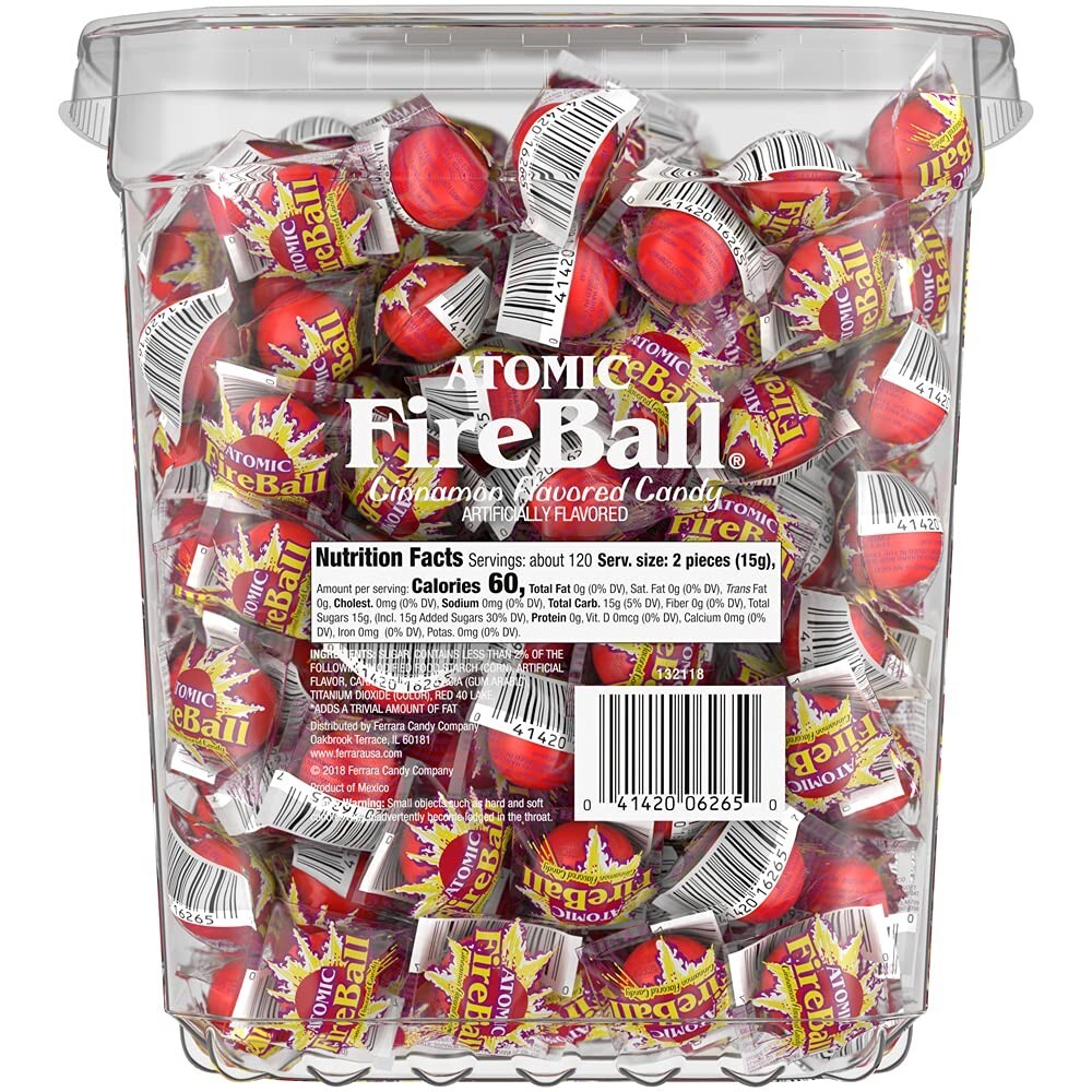 Atomic Fireballs Candy, 4.05 Pound Bulk Candy Tub