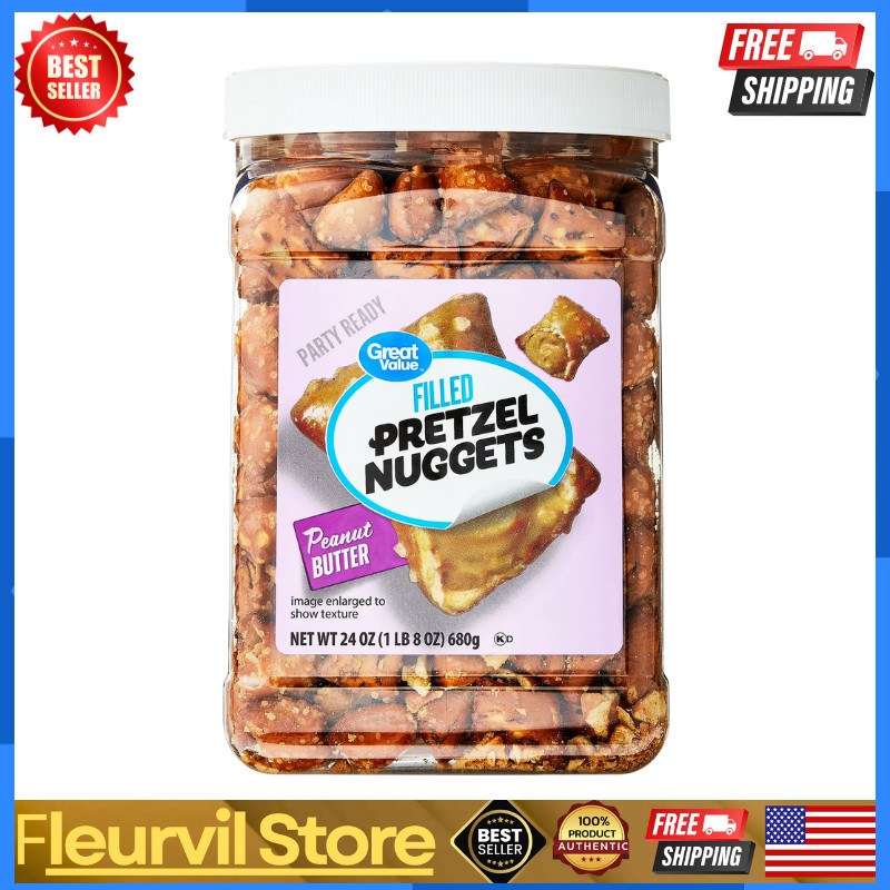 Great Value Peanut Butter Filled Pretzel, 24 oz (Resealable Container)