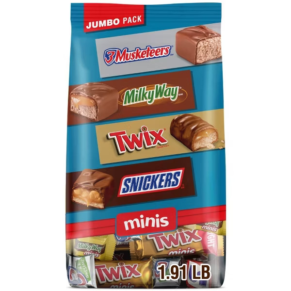 Snickers, Twix, Milky Way & 3 Musketeers Minis Candy Chocolate Bars Variety Pack