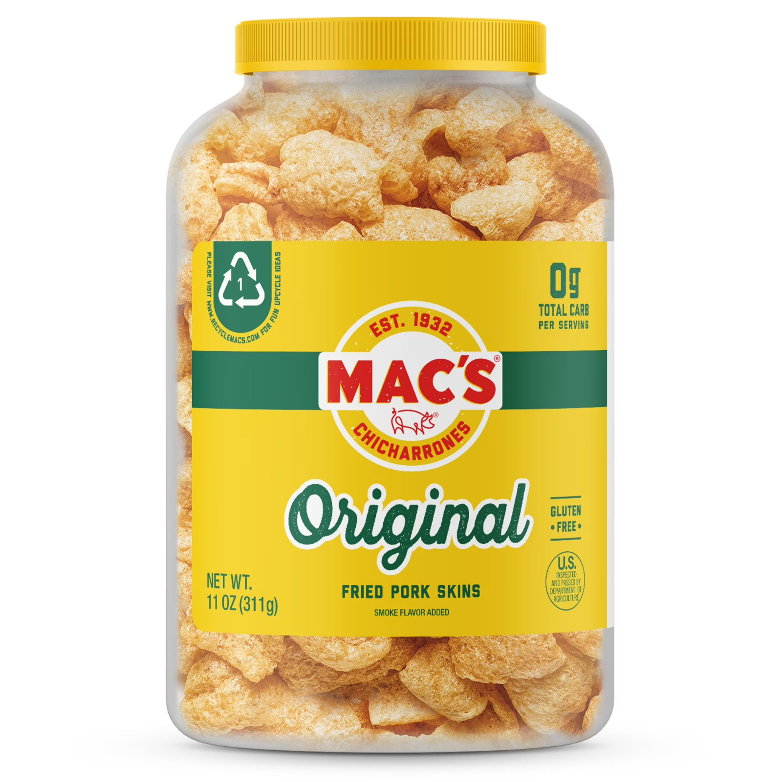 Original Fried Pork Skins 11oz Barrel………….