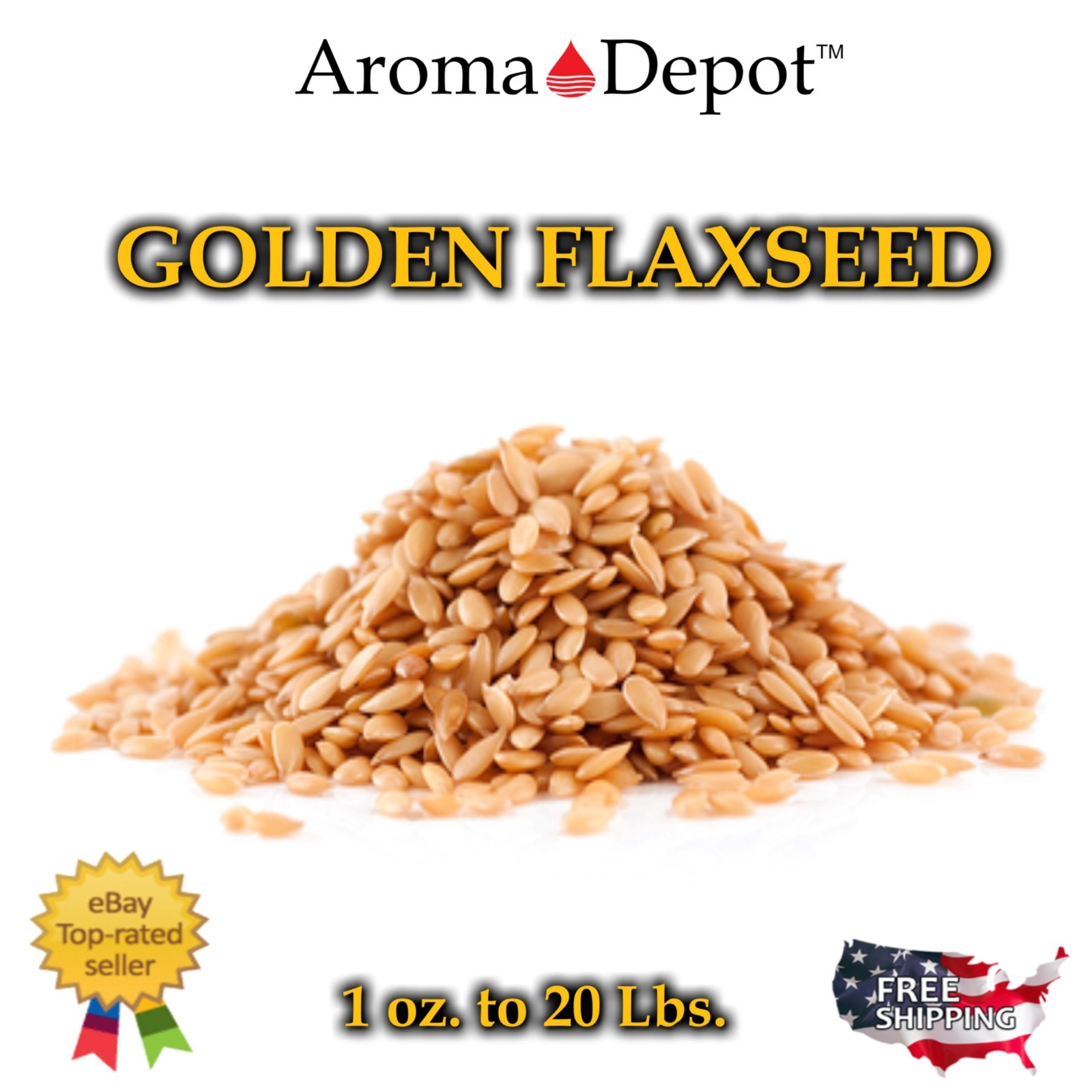 Whole Golden Grain Gold Flax Seed 100% Raw Omega-3 no0n-GMO Gluten Free Lino