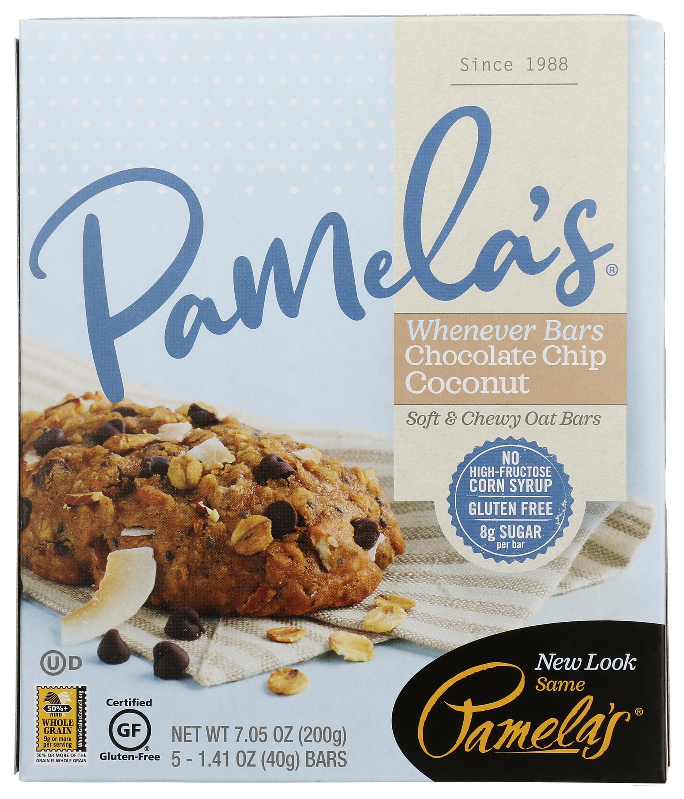 Pamela’s Whenever Bars, Oat Chocolate Chip Coconut, 7.05 5 Count (Pack of 1)