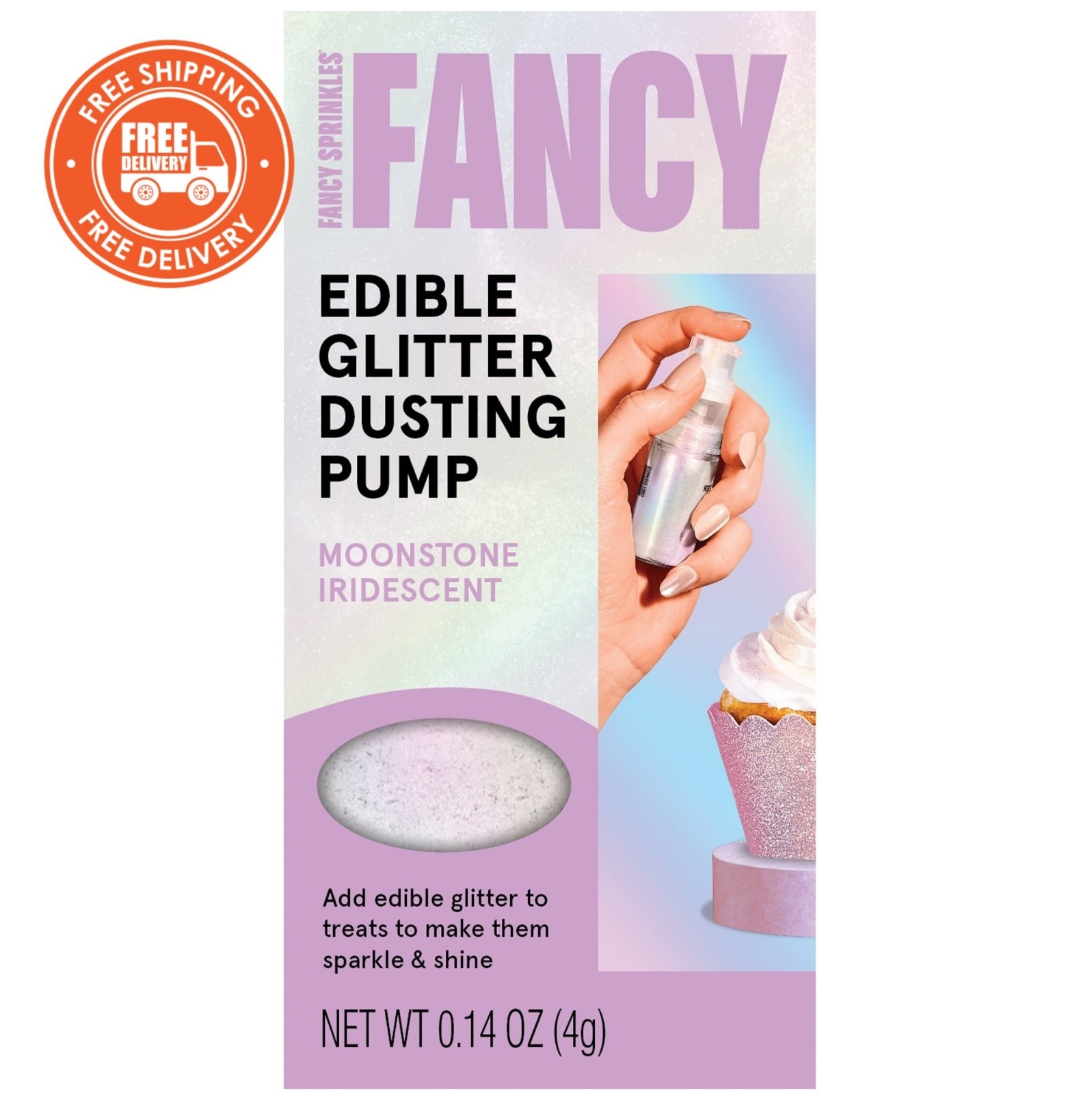 Fancy Sprinkles Moonstone Iridescent Fancy Edible Glitter Dusting Pump, 0.14 oz
