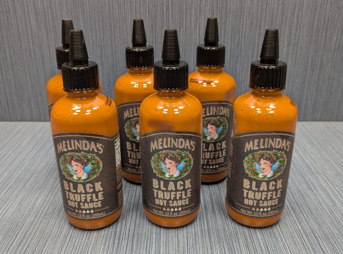 Lot of 6 Bottles x Melinda’s Black Truffle Hot Sauce 12 fl. oz. Expires Dec/2026