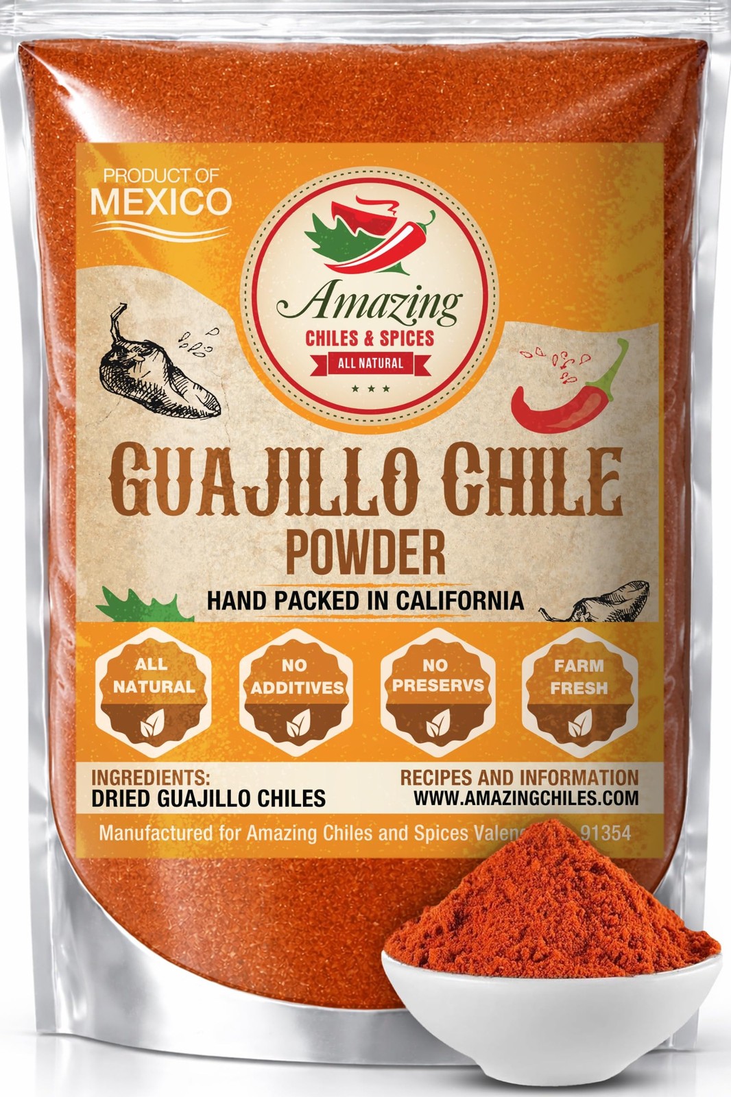 Guajillo Chile Powder Ground (4oz) – Natural and Premium. Great For Chili, Sa…