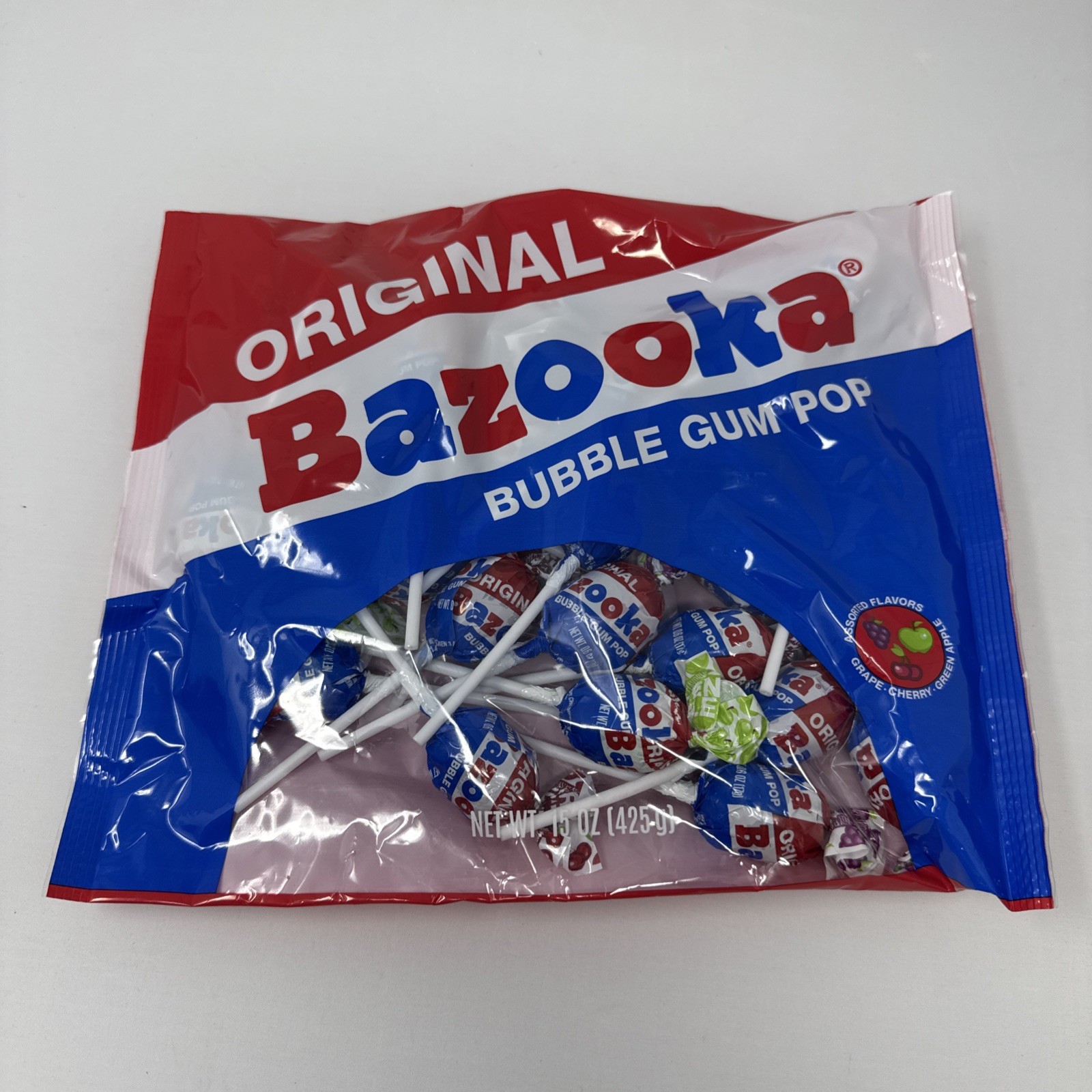 BAZOOKA Original Bubble Gum Pops/Lollipops ASSORTED FLAVORS {LARGE 15 ounce bag}