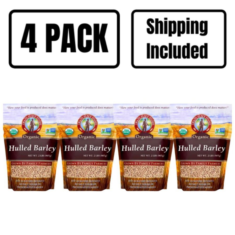 Hulled Barley | 2 lb. Bag | 4 Pack | Organic | Non-GMO | Rich Source Of Minerals