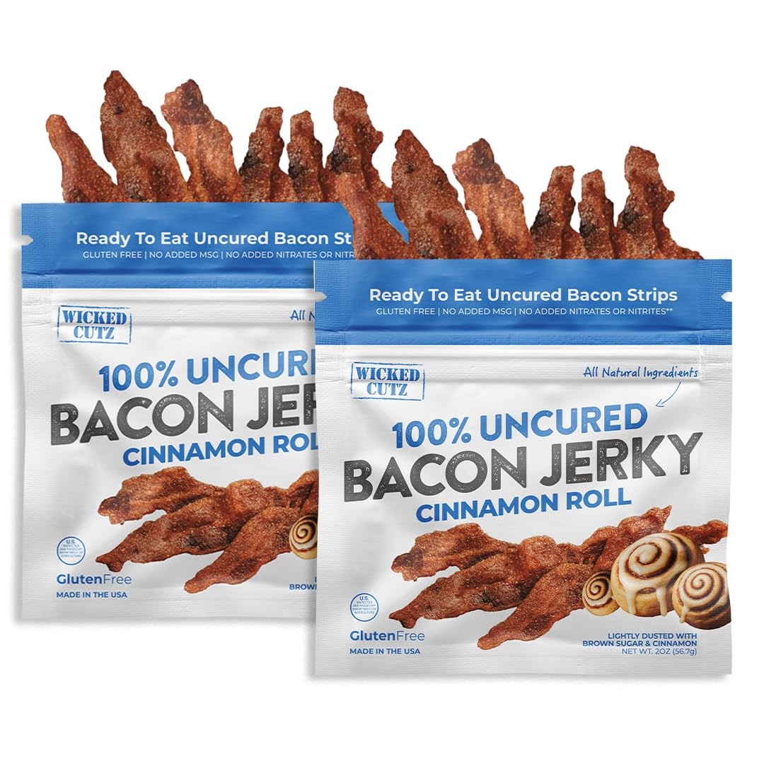 Cinnamon Roll Bacon Jerky | Candied Jerky with 18g Protein Per Bag | Exceptio…