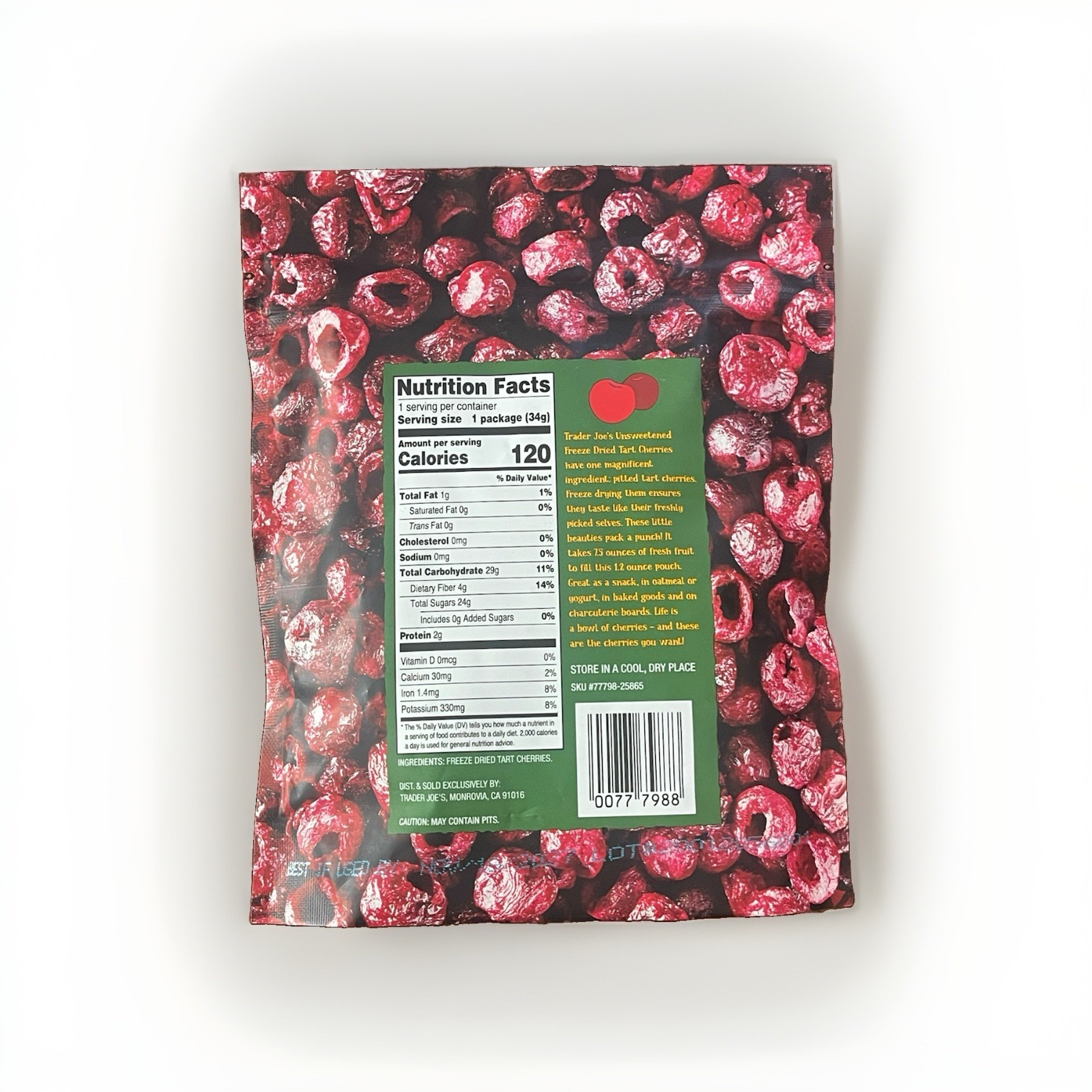 4 Packs Trader Joe’s Freeze Dried Tart Cherries -1,2 oz/34 g each – EXP 11/2027