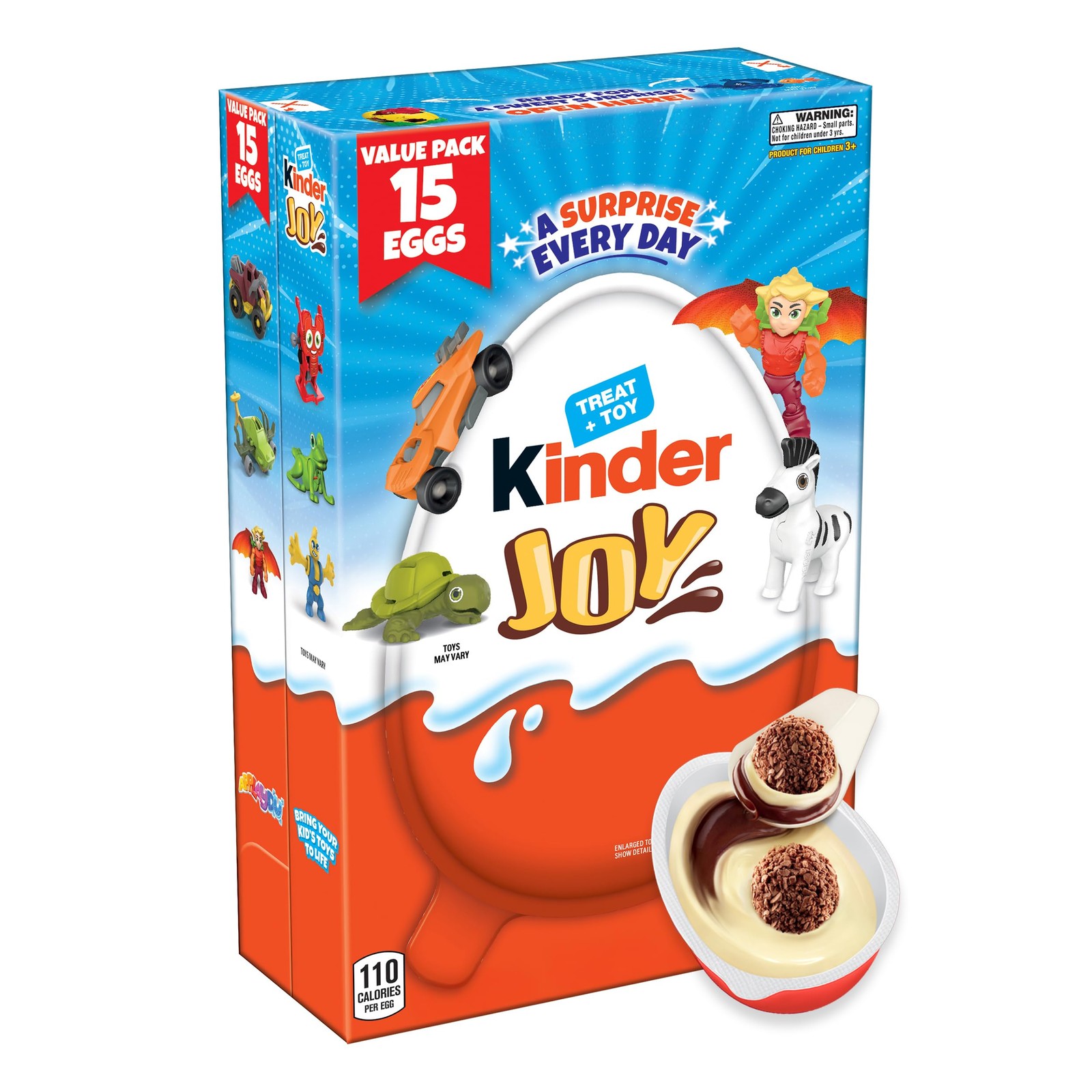 Kinder Joy Egg, Treat Plus Toy, Sweet Creams and 15 Count (Pack of 1), Mixed
