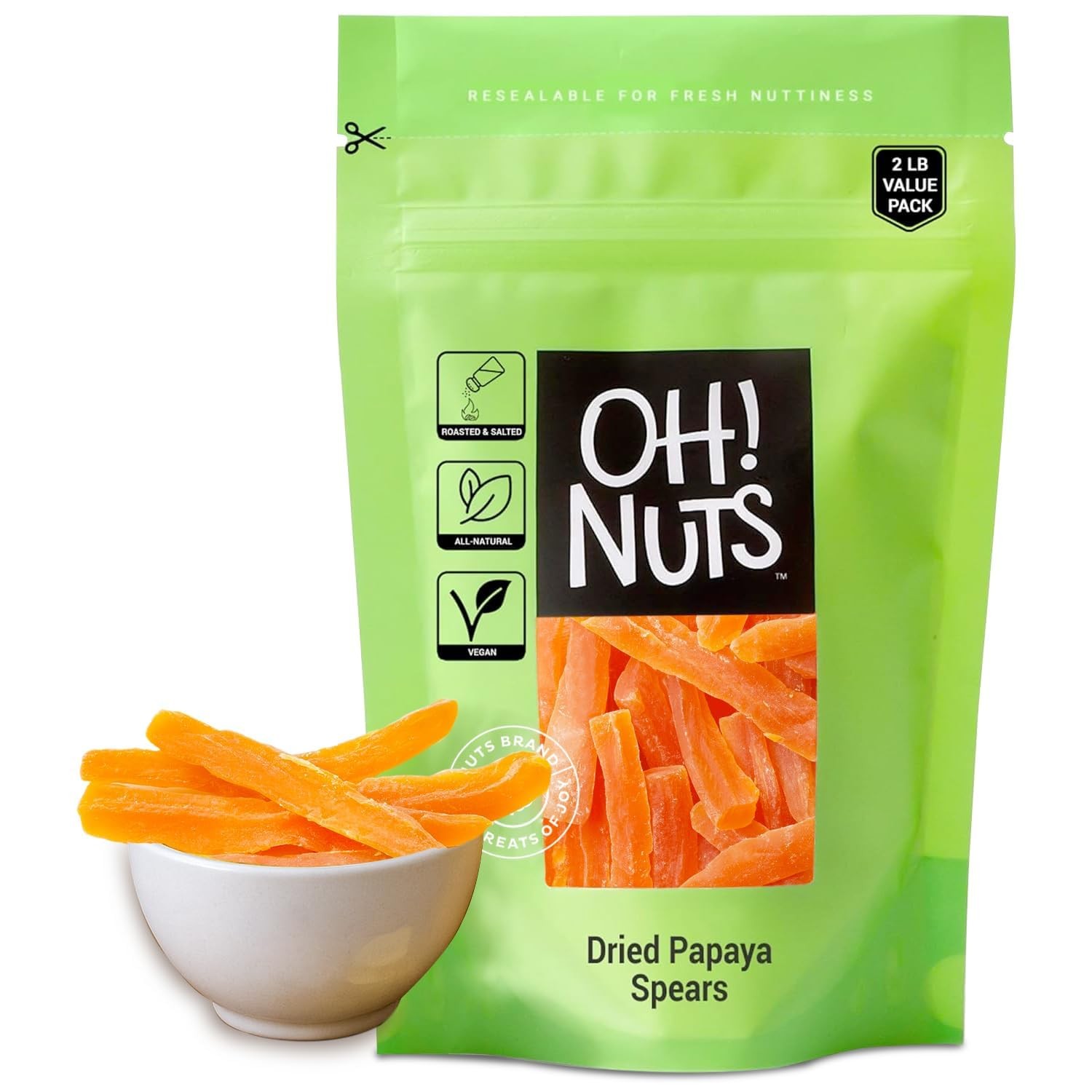 Dried Papaya Spears 2 lb Low Sugar Dehydrated Fruit Snack Zip Seal
