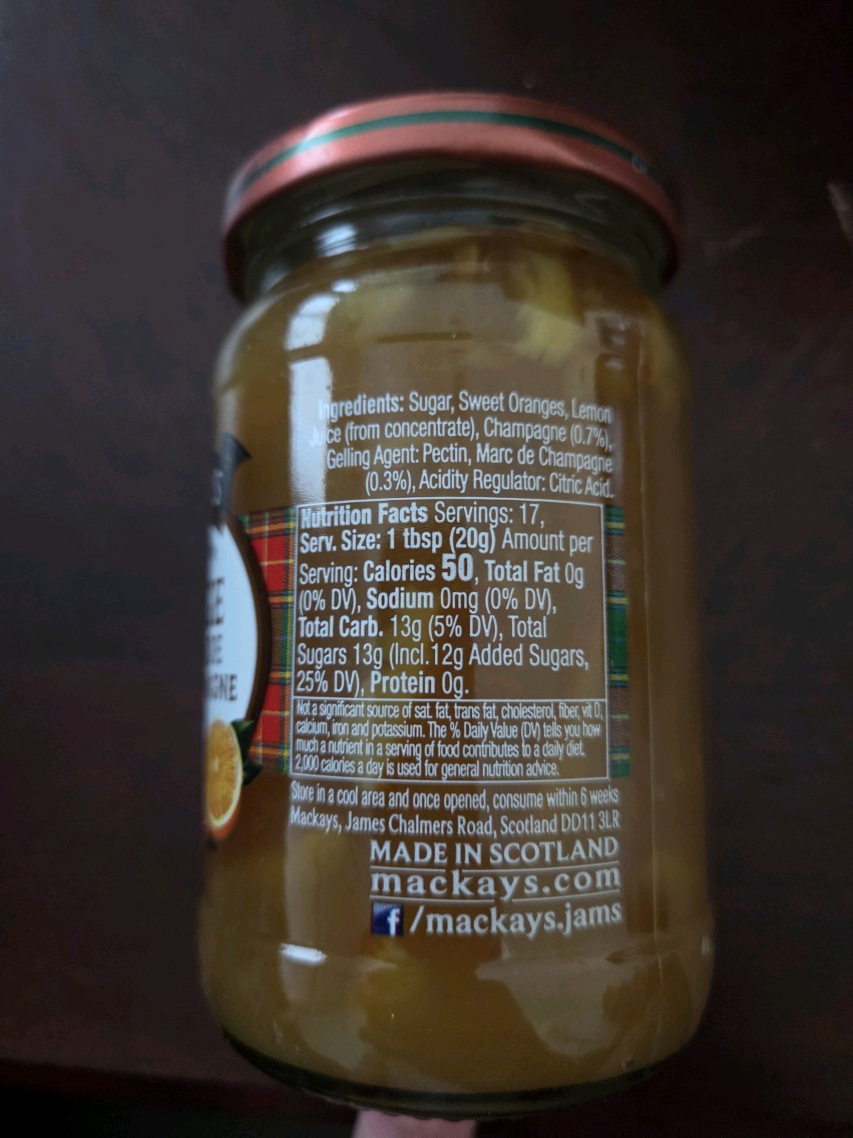 Mackays ORANGE MARMALADE With CHAMPAGNE Gluten Free 12oz 11/2027