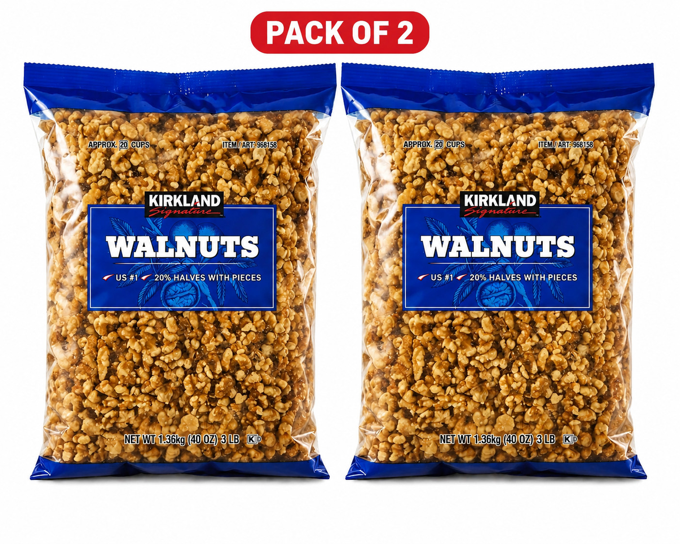2 Packs Kirkland Signature Walnuts 3 lb Each Pack, Total 6 lbs EXP 04/2027