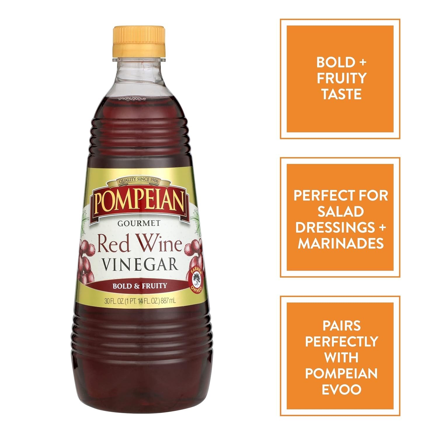 Handcrafted Red Wine Vinegar – 30 Fl Oz – Gluten-Free Flavor Enhancer (2 Pack)