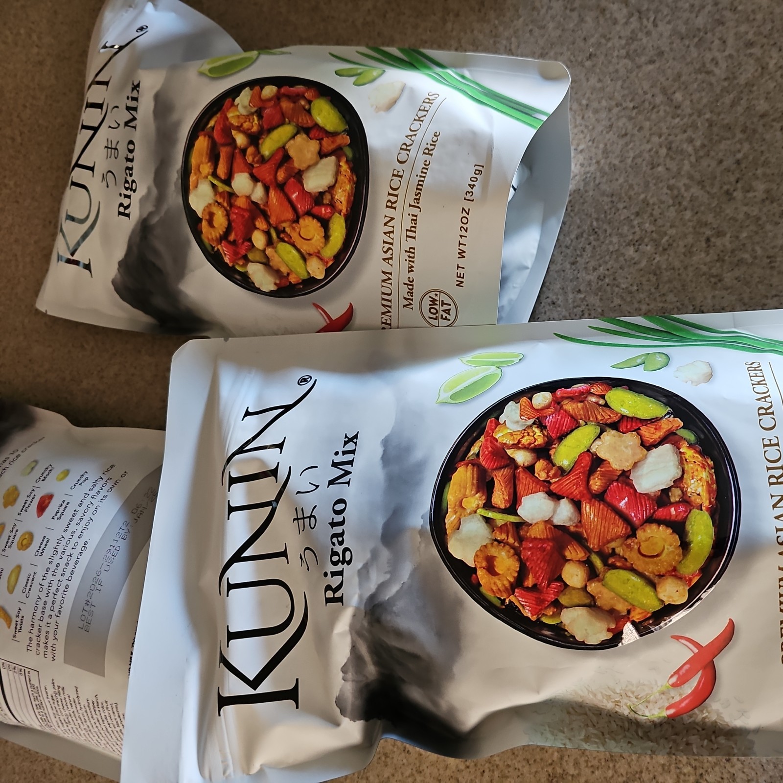 KUNIN Rigato Mix Premium Asian Rice Crackers 12oz – 1 Bag Exp. 01/25/27