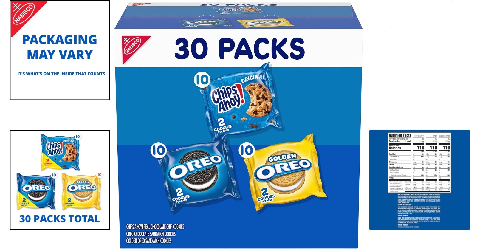 Indulge in OREO & CHIPS AHOY! Cookie Variety Pack – 30 Convenient Snack Packs