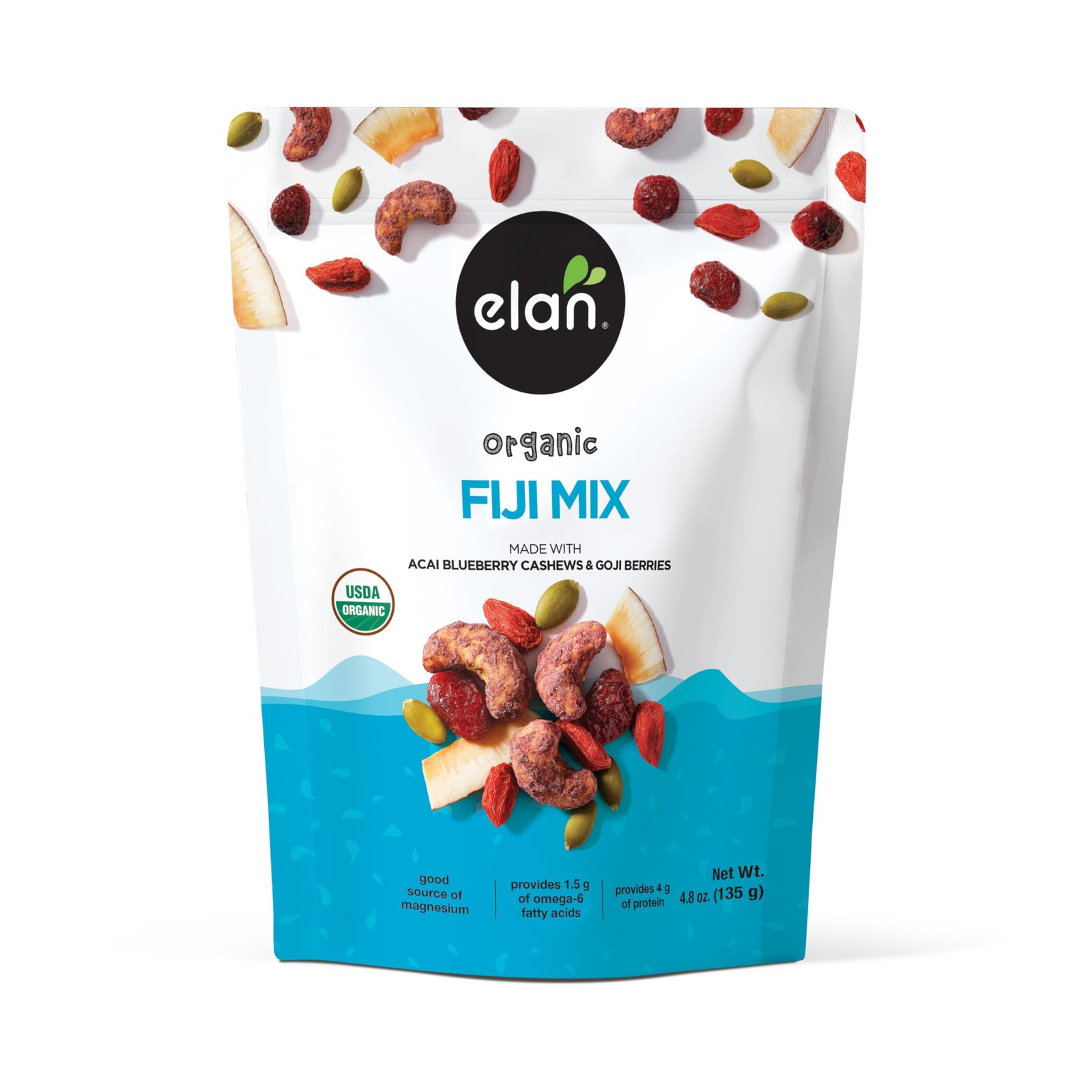 Elan Organic Fiji Mix, 4.8 oz, Non-GMO, Ounce (Pack of 1), brown