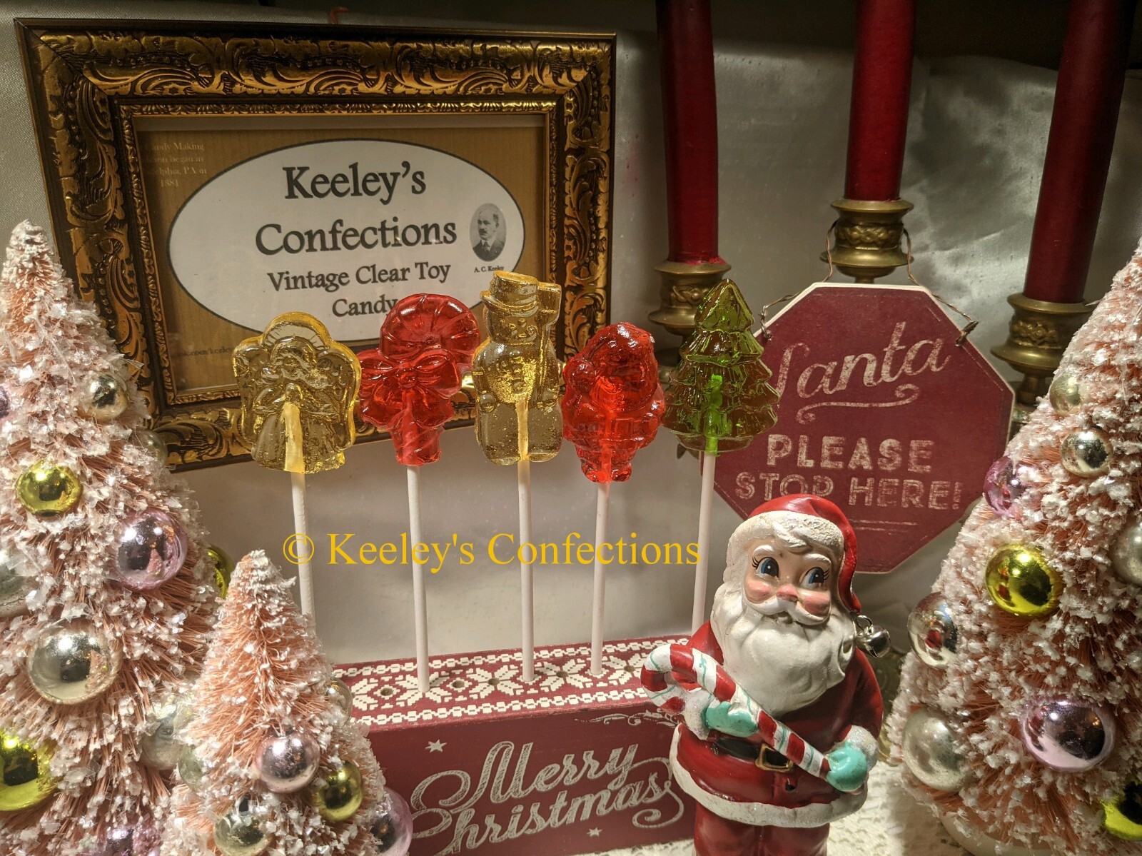 Christmas Clear Toy Candy, Barley Lollipops – 5 Lollipops