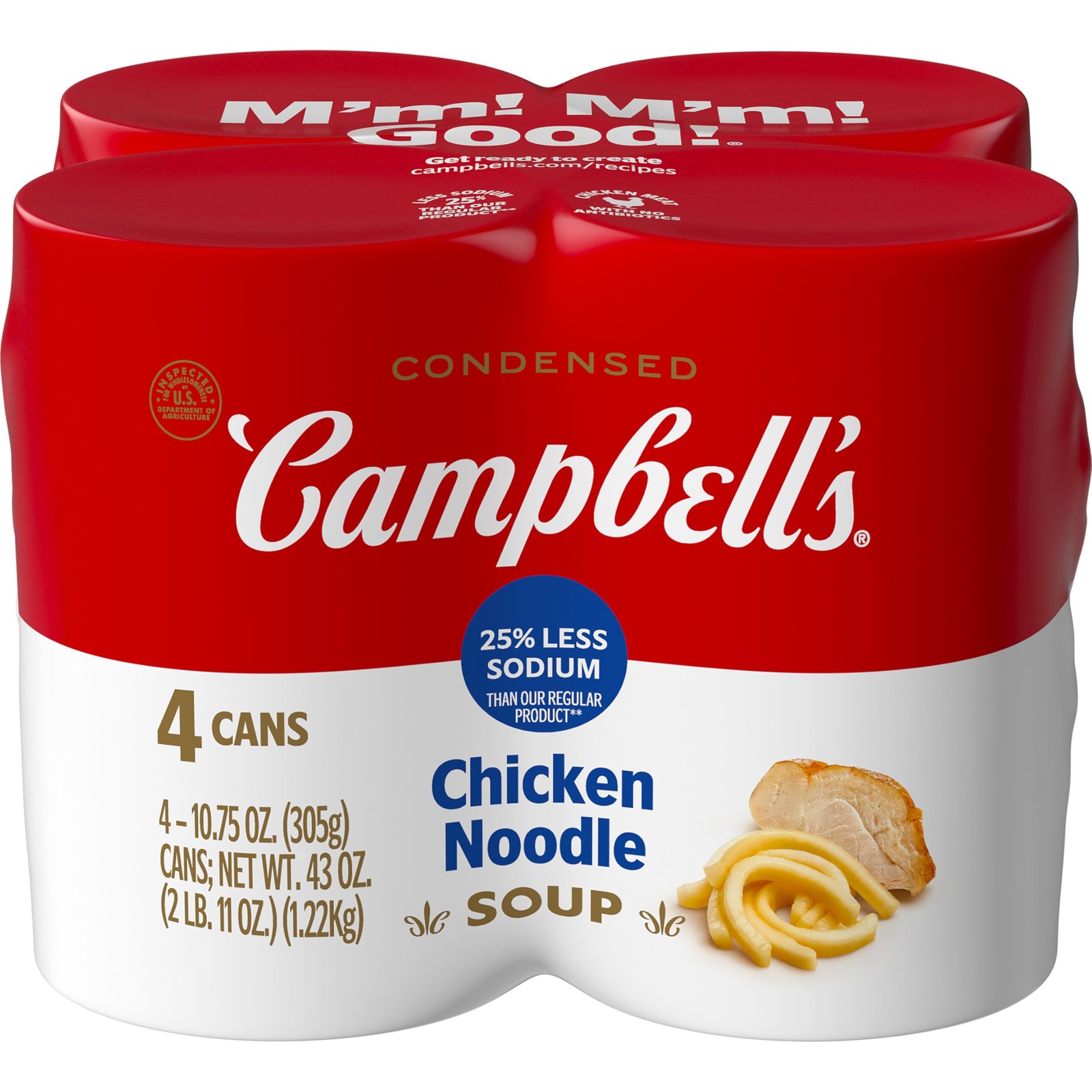 Campbell’s Condensed 25% Less Sodium Chicken Noodle 10.75 Ounce (Pack of 4)