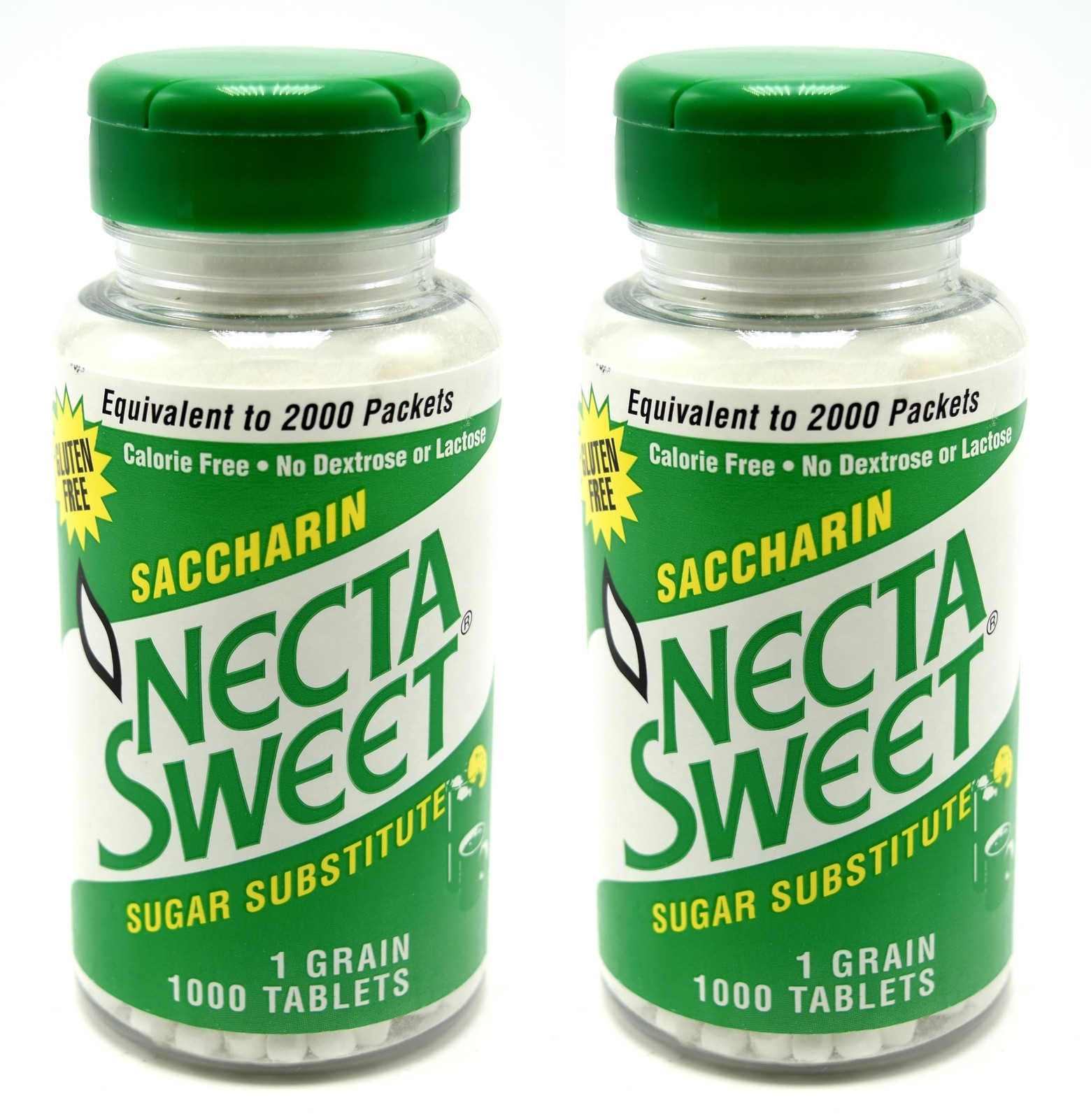 Necta Sweet Saccharin Tablets, 1 Grain, 1000 Tablet 1 Count (Pack of 2)