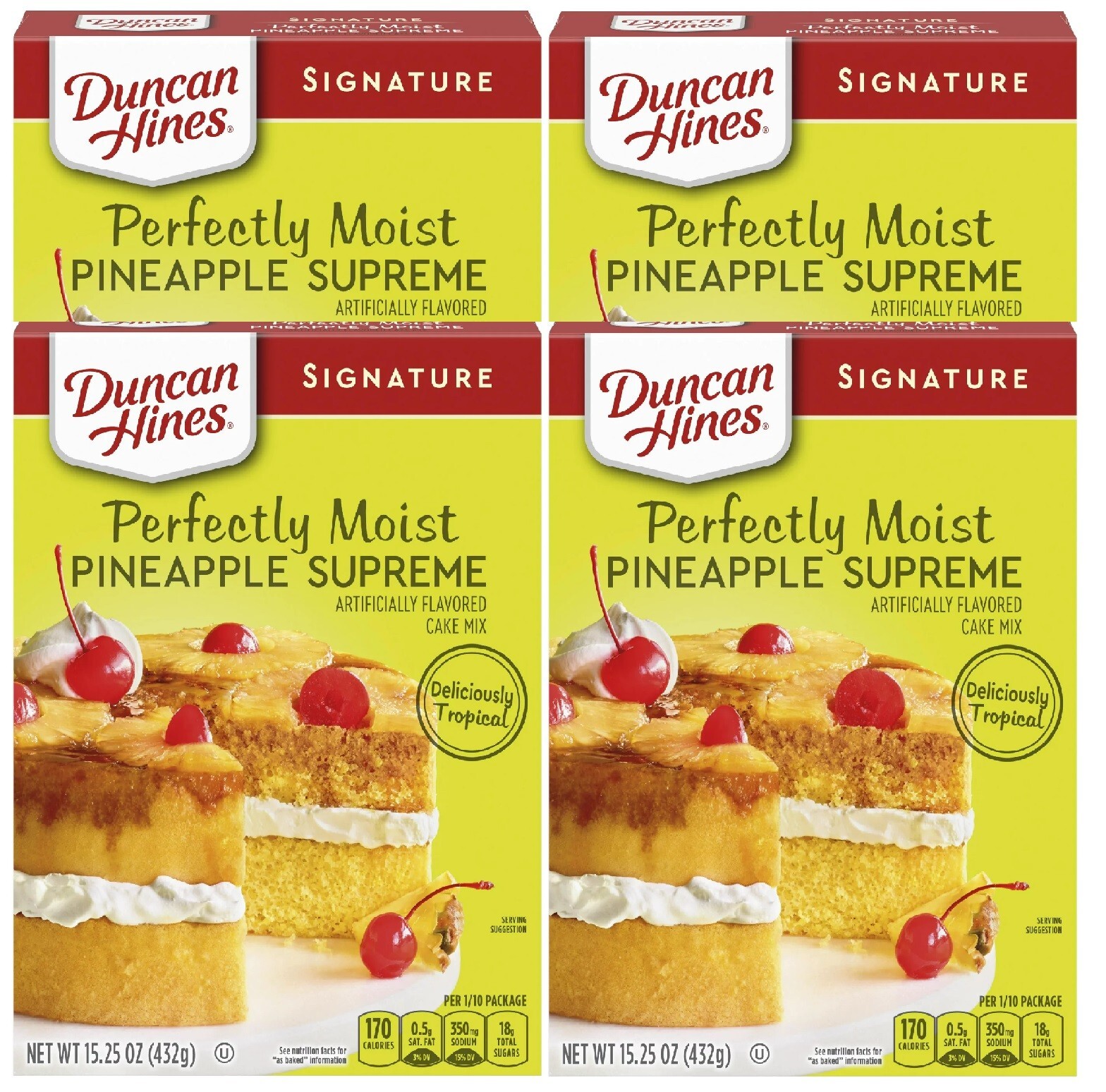 Duncan Hines Signature PINEAPPLE Supreme Cake Mix Perfect Moist (4 Pk) 9924