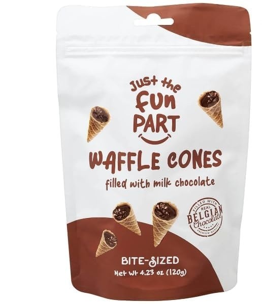 Just The Fun Part WAFFLE CONES Milk Chocolate Mini Waffles Cones 4.23OZ(6PACK)