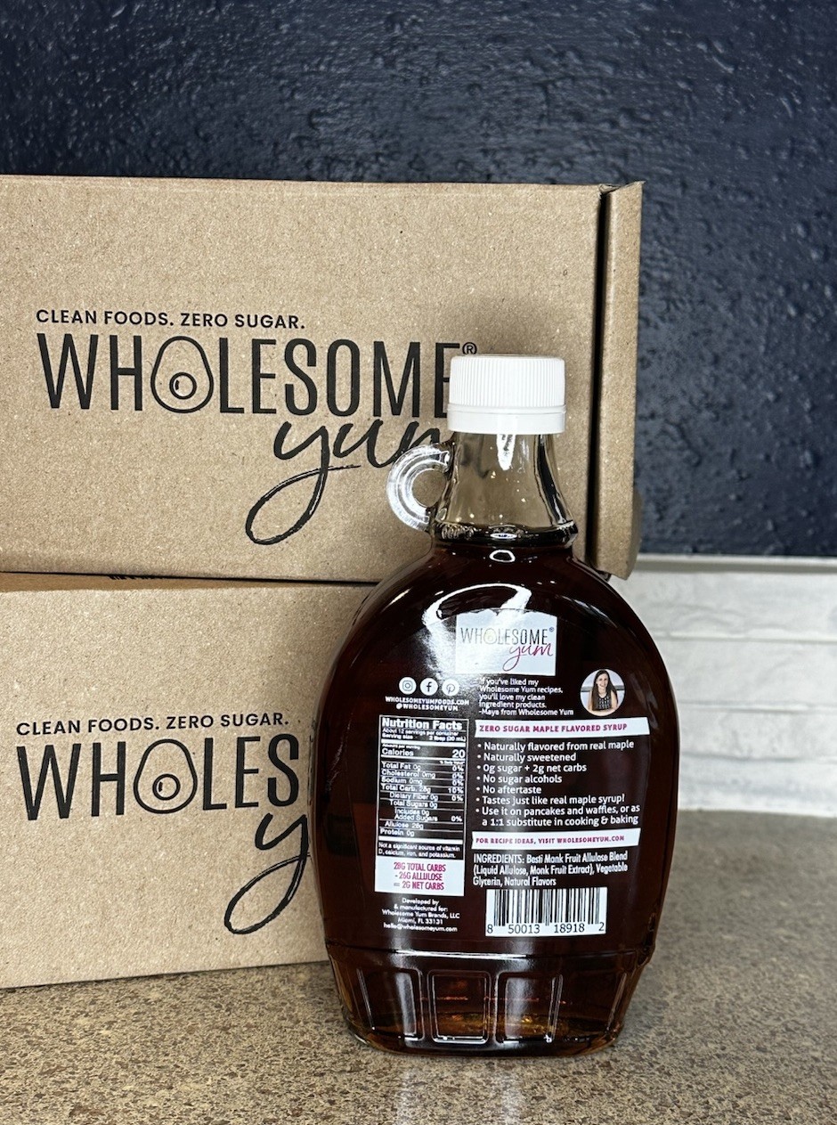 Wholesome Yum Zero Sugar Maple Syrup With Monk Fruit & Allulose – 12 fl oz