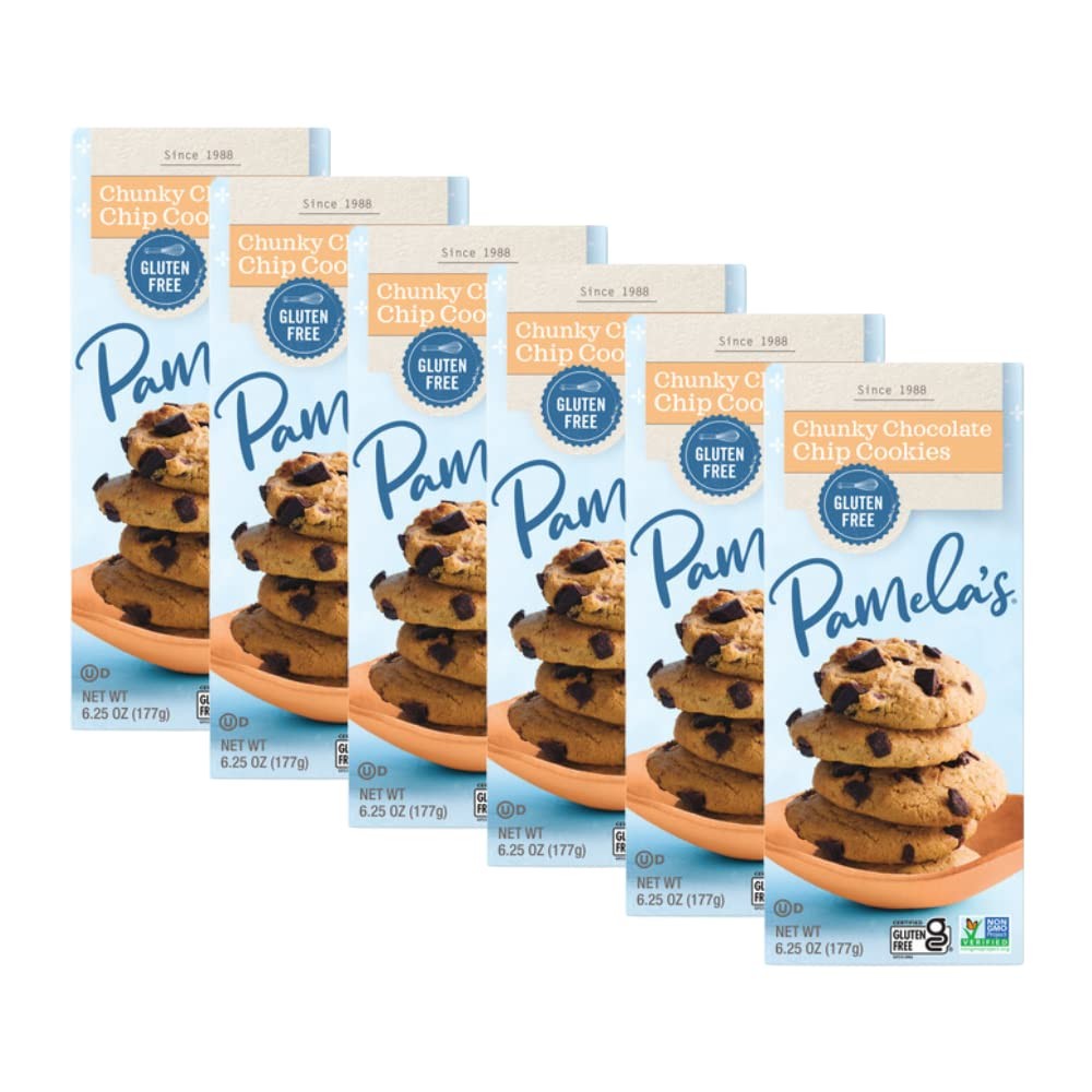 Pamela’s Chunky Chocolate Chip Cookies Gluten Free 6.25 Oz Pack of 6