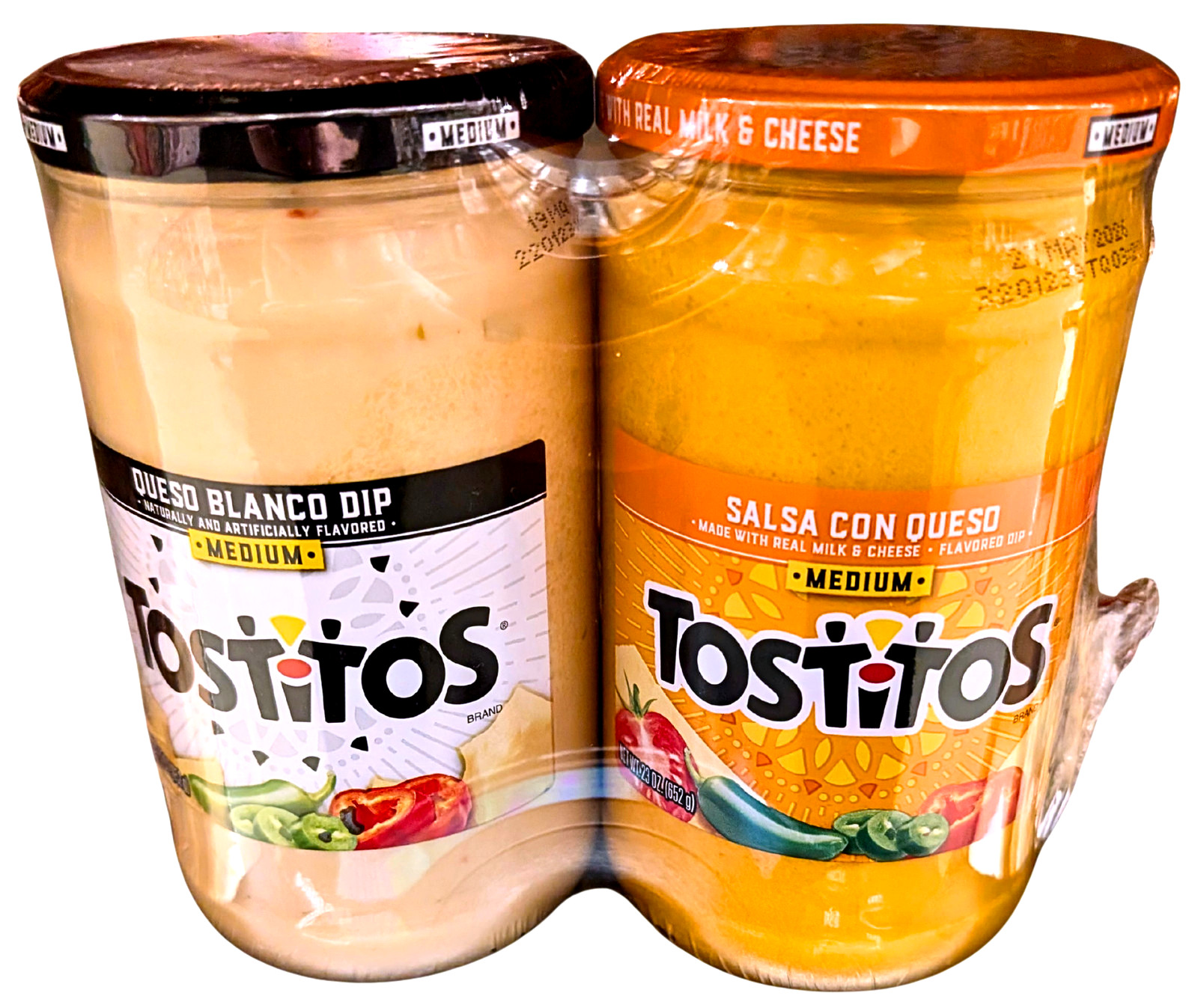 Tostitos Queso Dip Salsa Con Queso & Queso Blanco Medium 2 x 23 Oz EXP 5/26