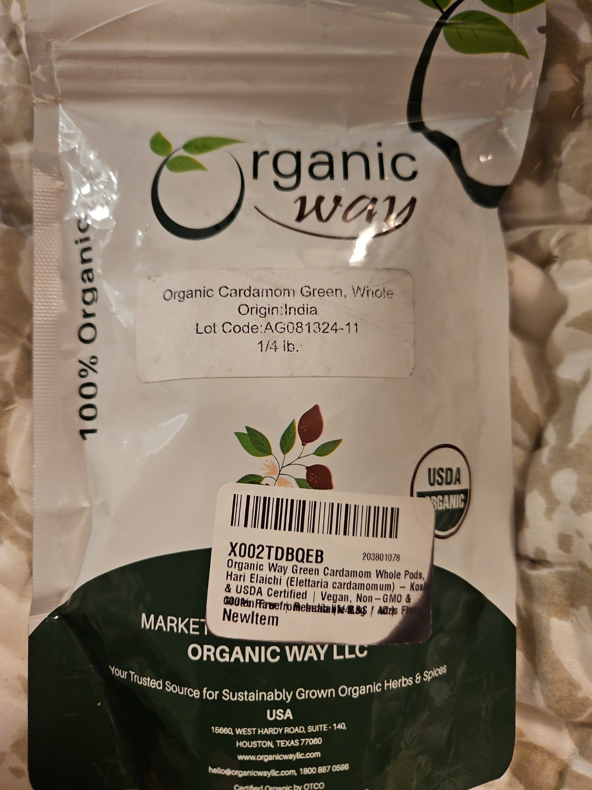 Organic Way Green Cardamom / Hari Elaichi Cut & Sifted – Kosher & USDA Certified
