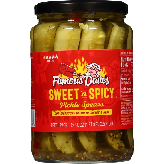 (3 pack) Famous Dave’s Signature Sweet ‘n Spicy Pickle Spears, 24 fl oz
