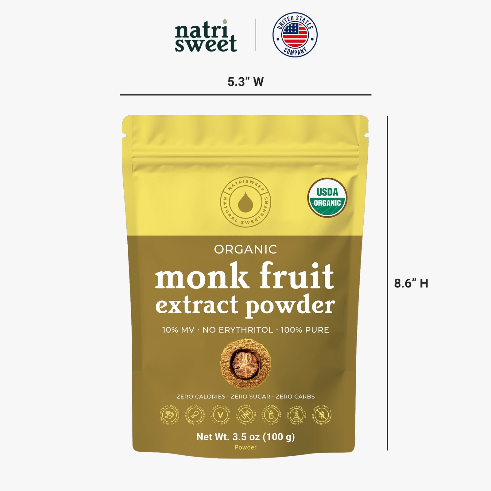 Organic Monk Fruit Extract Powder, 3.5 oz, Pure USDA Organic Monk Fruit Extra…