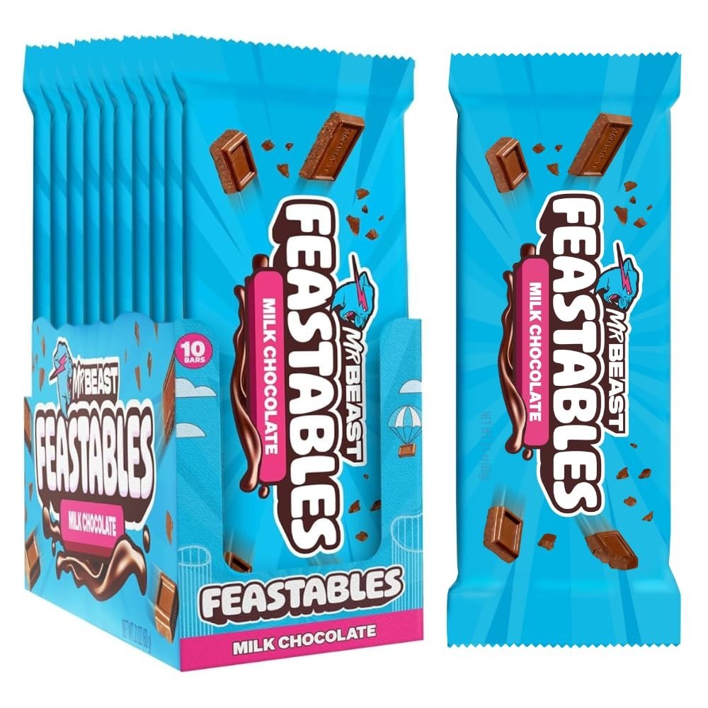 Milk Chocolate Bar King Size, 10 Count – Creamy Fairtrade Cocoa Candy, 2.1oz Eac