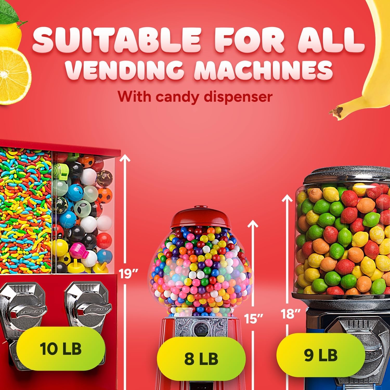 Assorted Fruit Gumballs 1lb Pack – Perfect 0.5 Inch Refills for Vending Machines