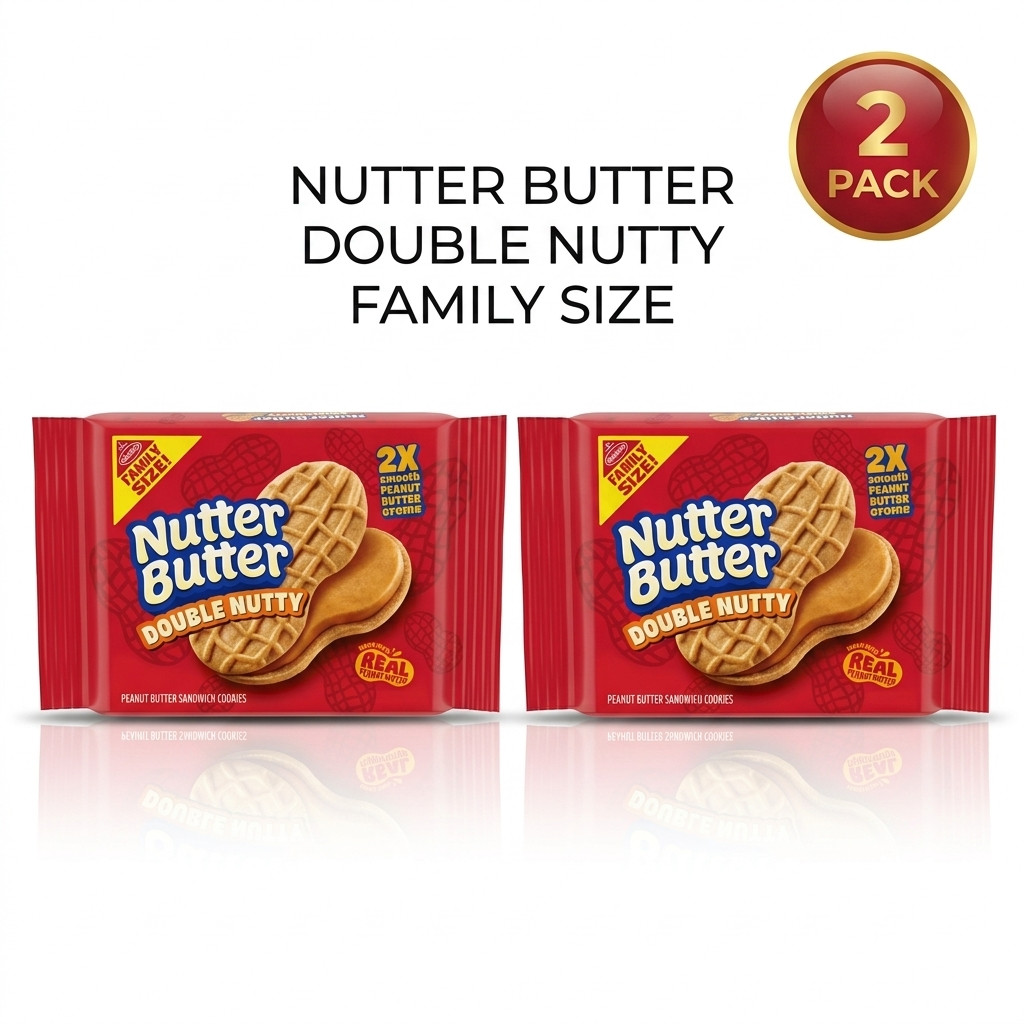 (2 Pack) Nutter Butter Double Nutty Peanut Butter Sandwich Cookies 15.27 oz