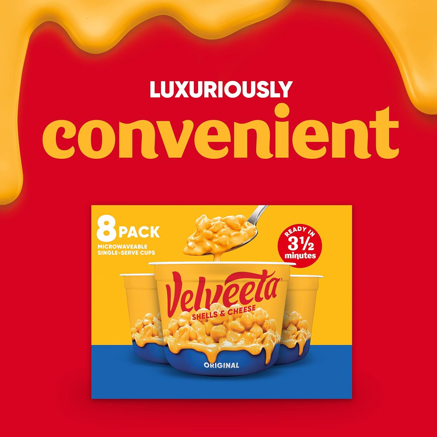 Velveeta Shells & Cheese Original Microwaveable Shell Pasta & Cheese Sauce, 8 Ct