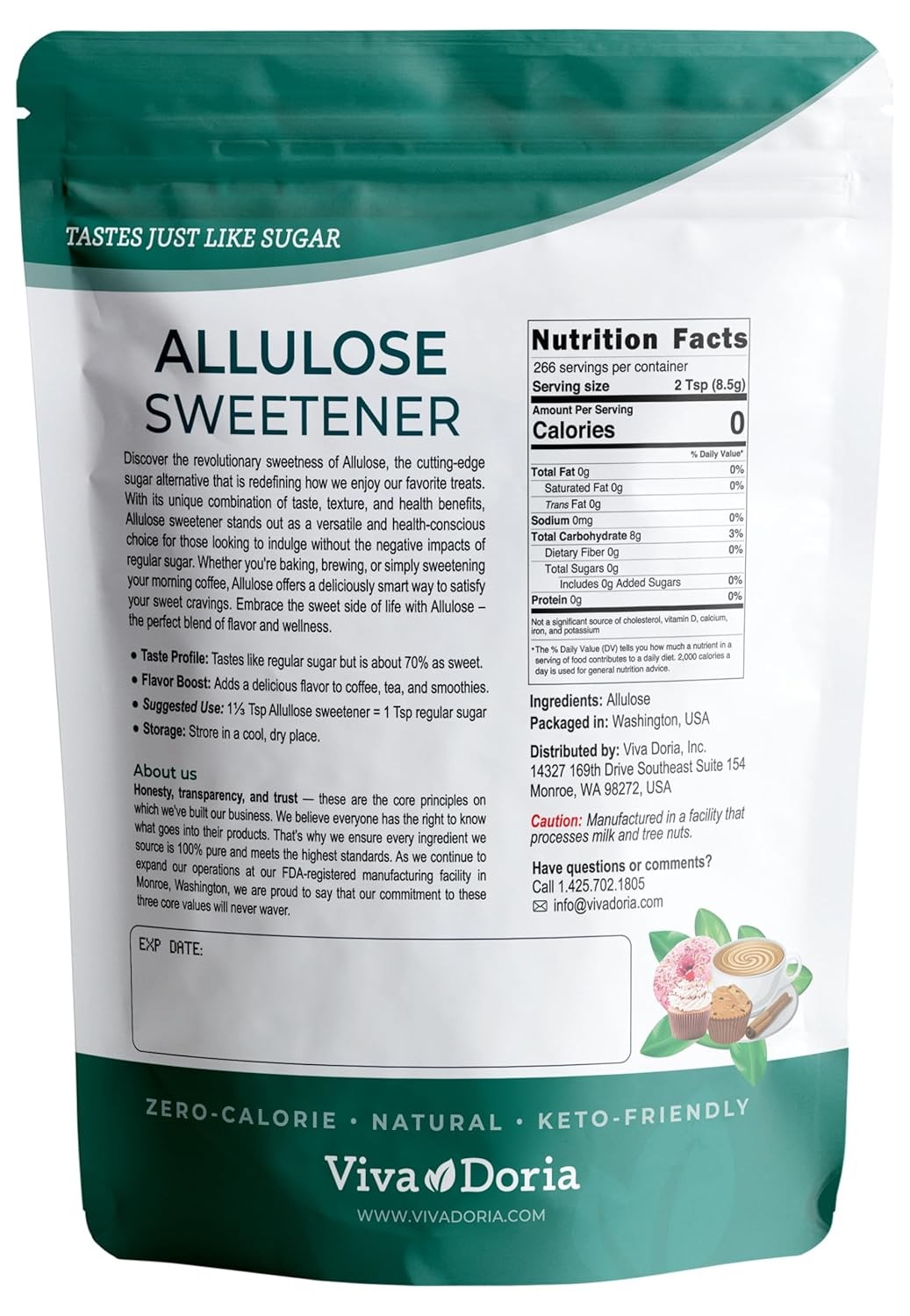 Allulose Sweetener, 5 Lb (2.27 Kg) | Zero Calorie Sugar Substitute | Great for C