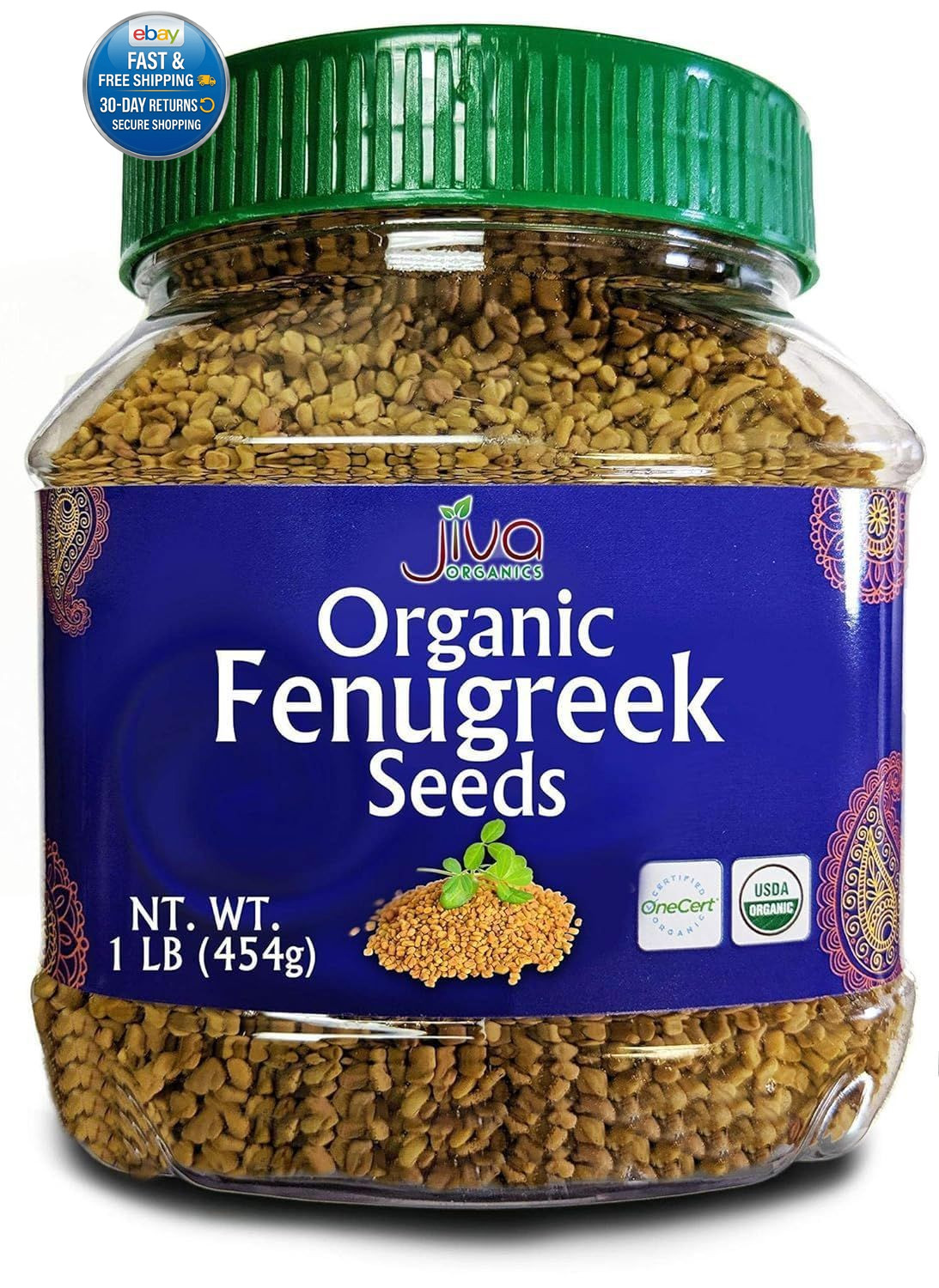 Organic Fenugreek Seeds Whole 1 Pound Jar – 1 (Pack of 1)