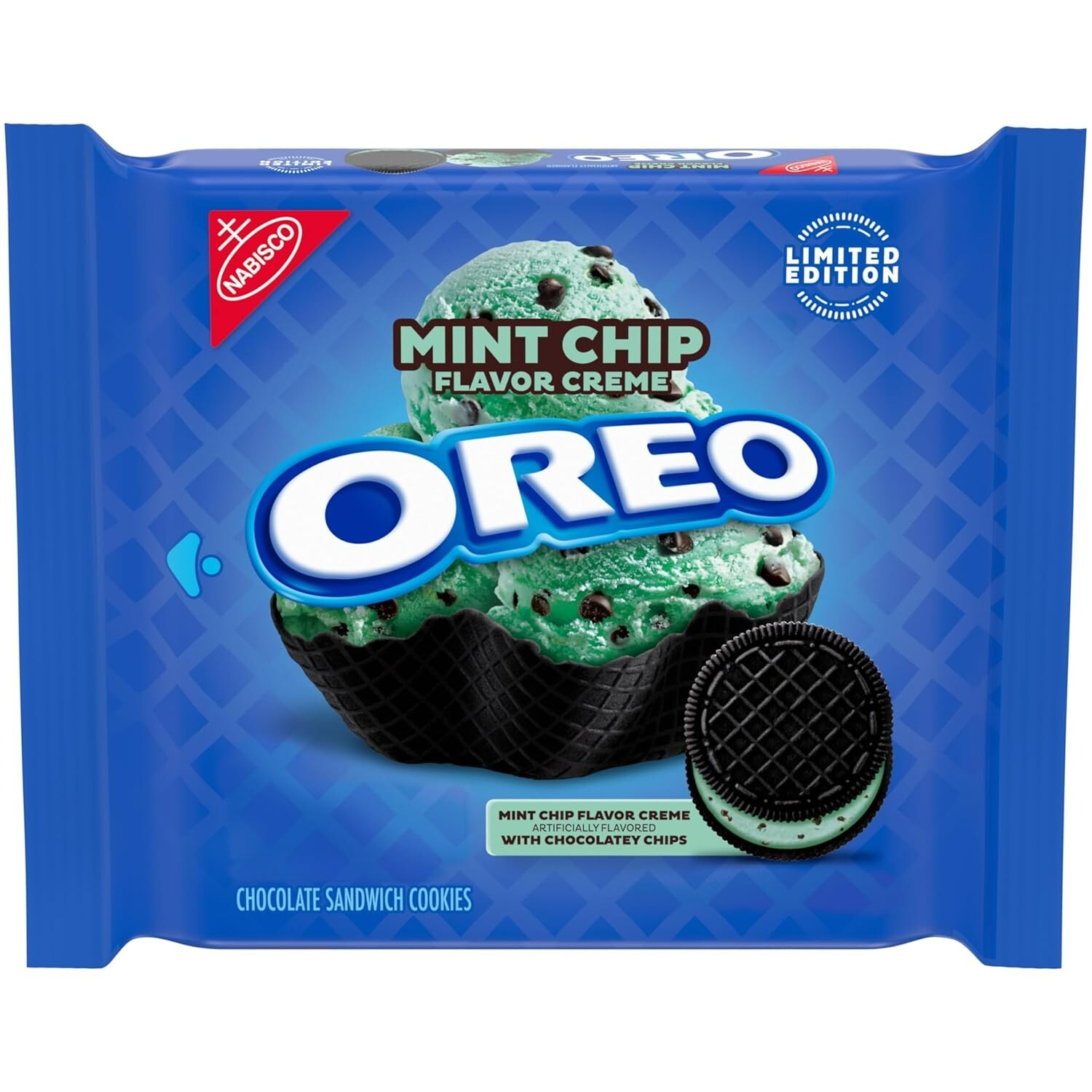 OREO Mint Chocolate Chip Ice Cream Flavor Creme Limited Edition Cookies NEW