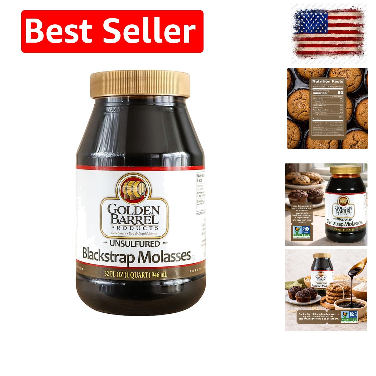 Unsulfured Blackstrap Molasses, 32 oz